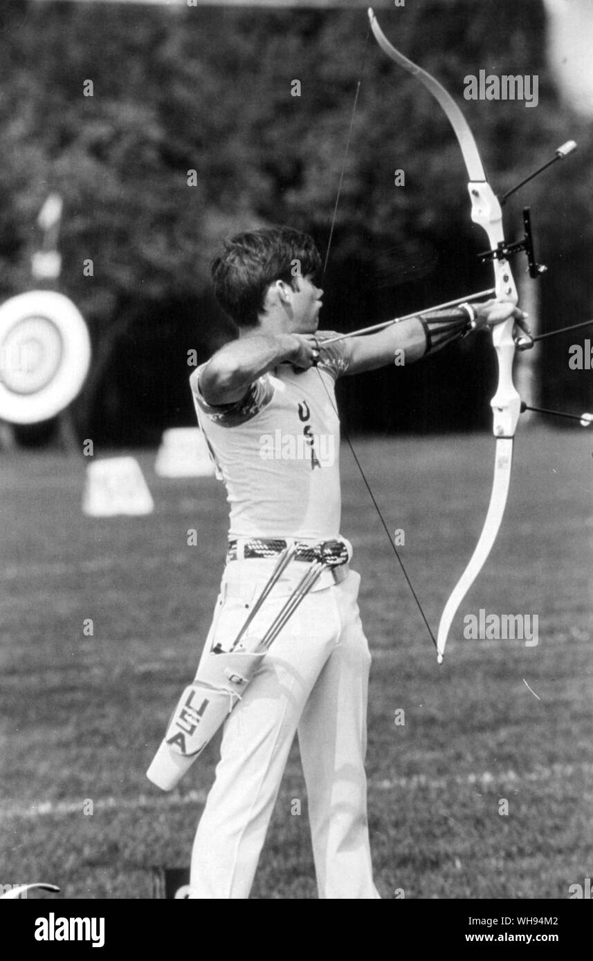 September 1972: Munich Olympics: John Williams (USA) won gold for the archery.. Stock Photo