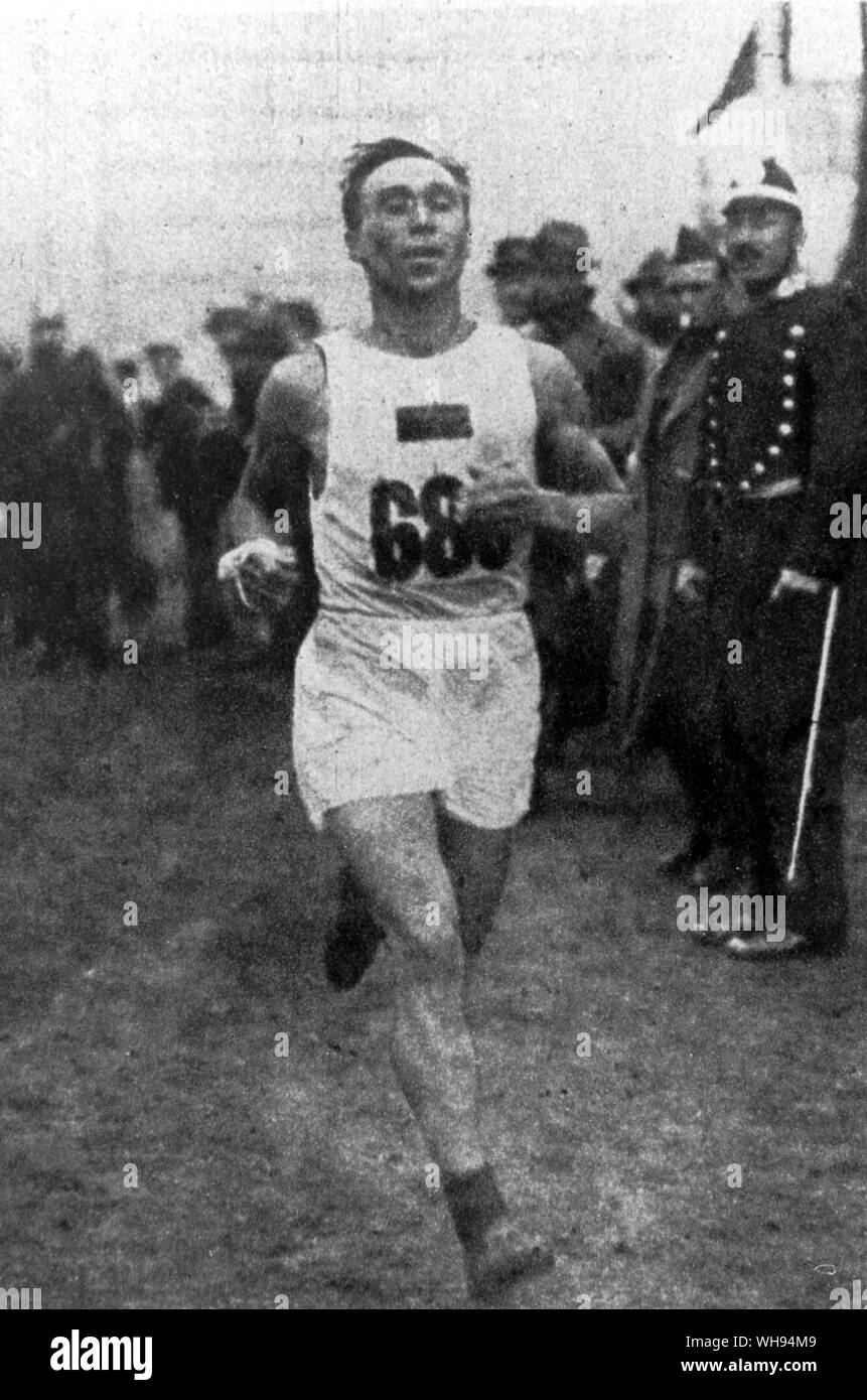 Yuri Lossman (Estonia) competing in the marathon at Olympic Games 1920 Antwerp Stock Photo