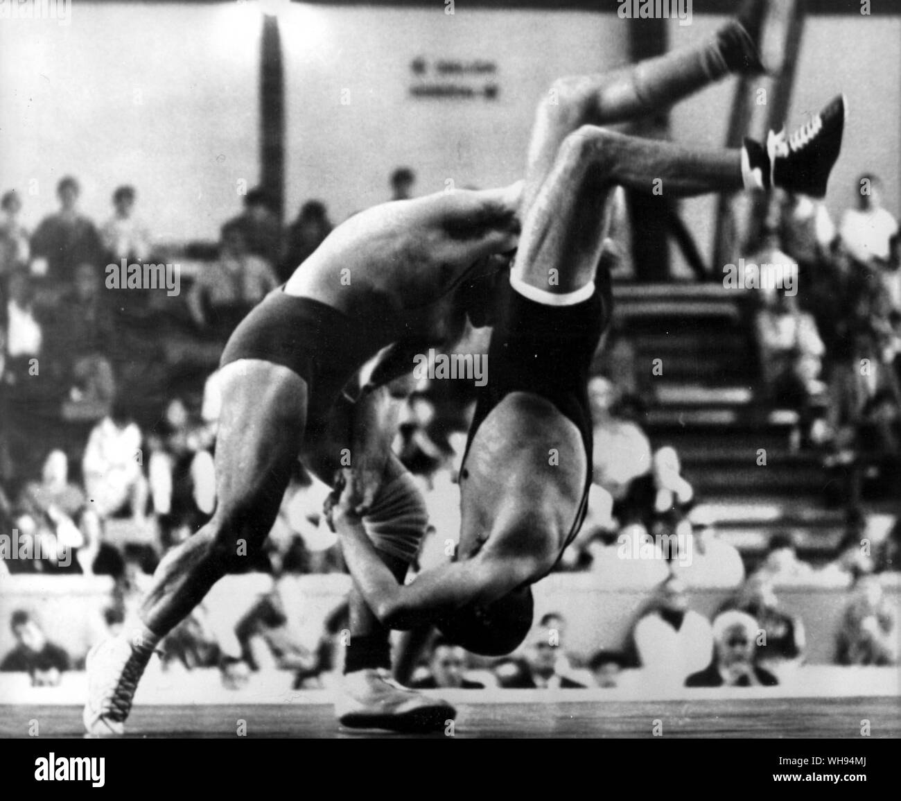 21st October 1967: Mexico City Olympic Games: Russian wrestler, Fidel Guerra during their 70kg bout at the mini-Olympic Games meeting here. The Russian won the match. Stock Photo