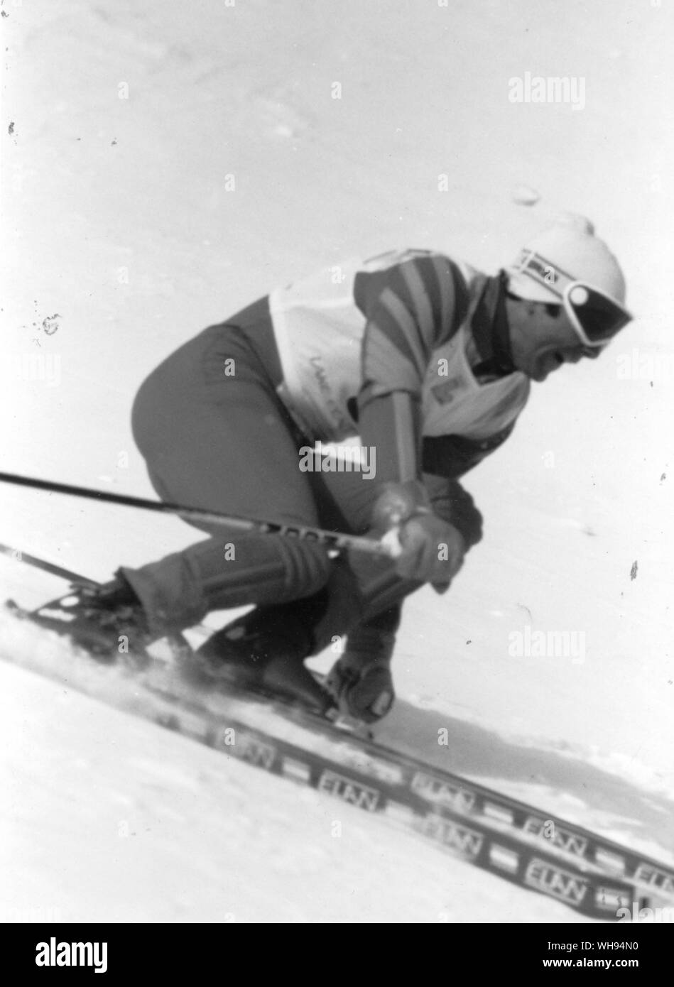 1980 Winter Olympics - Lake Placid, USA. Ingemar Stenmark in the mens alpine giant slalom skiing event winning gold medal for Sweden. 19 February 1980. Stock Photo