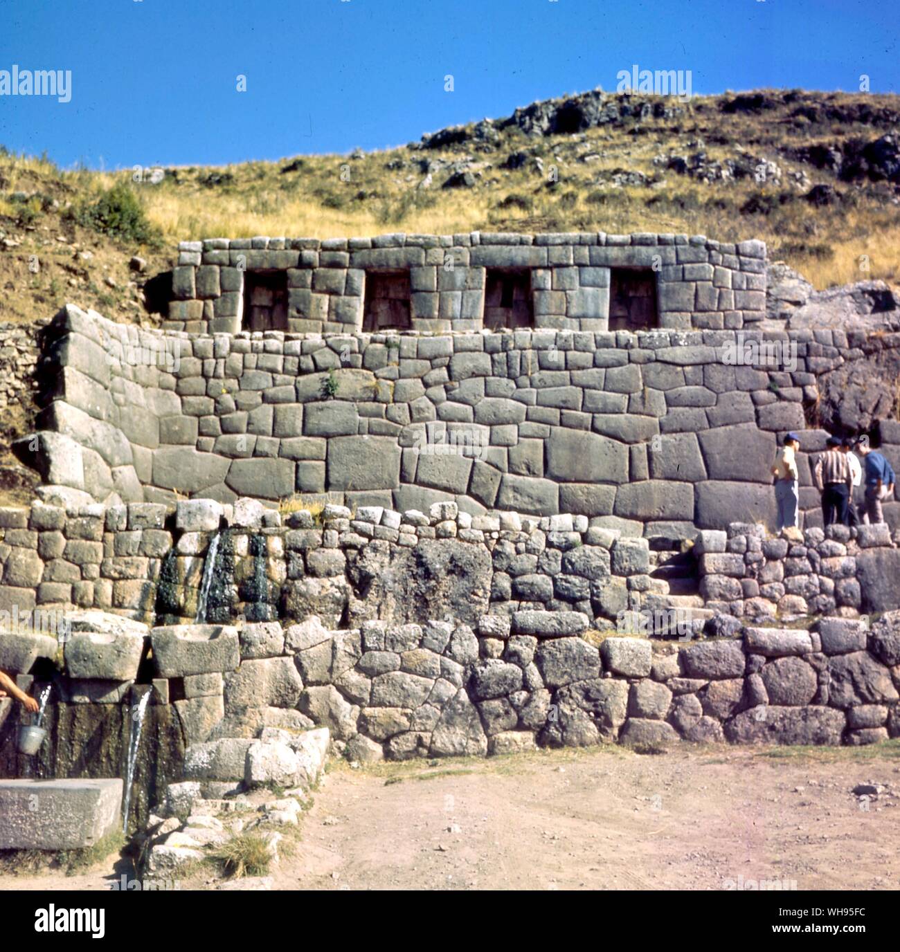 South America, Peru: The Bath of the Incas, near Cuzio. Stock Photo