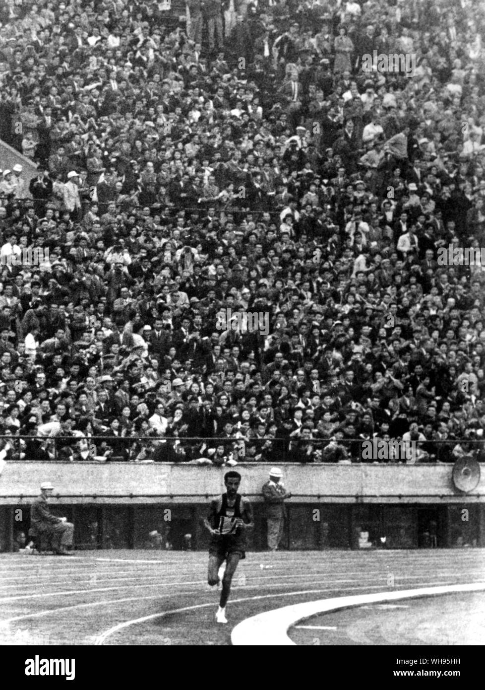 Japan, Tokyo Olympic Games, 1964: Marathon. Bikila Abebe (Ethiopia). Stock Photo