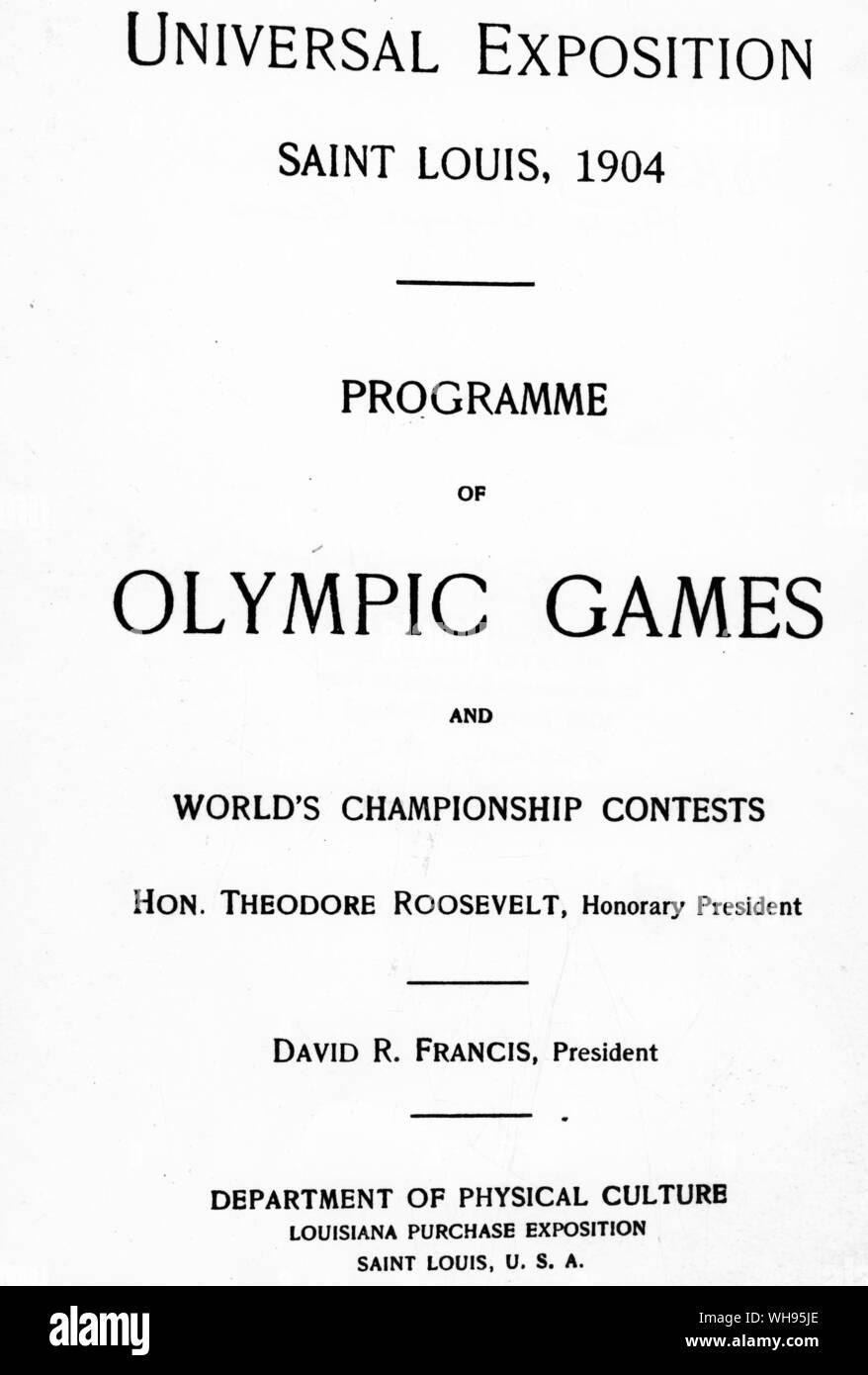 St Louis, USA: Olympic Games Programme, 1904. Stock Photo