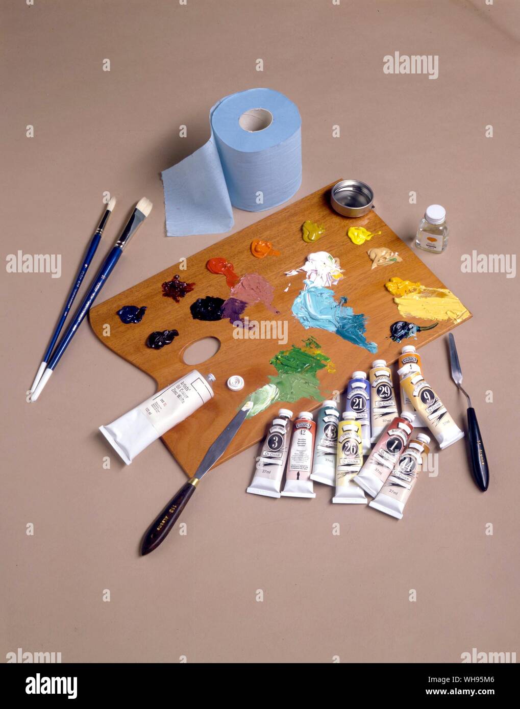 Oil colour painting set. Stock Photo