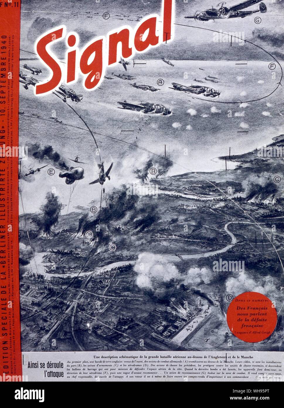 Art subjects: Ephemera/ SIGNAL magazine. German propoganda. Aerial battle over the channel as seen by the German magazine, 10th September 1940 Stock Photo