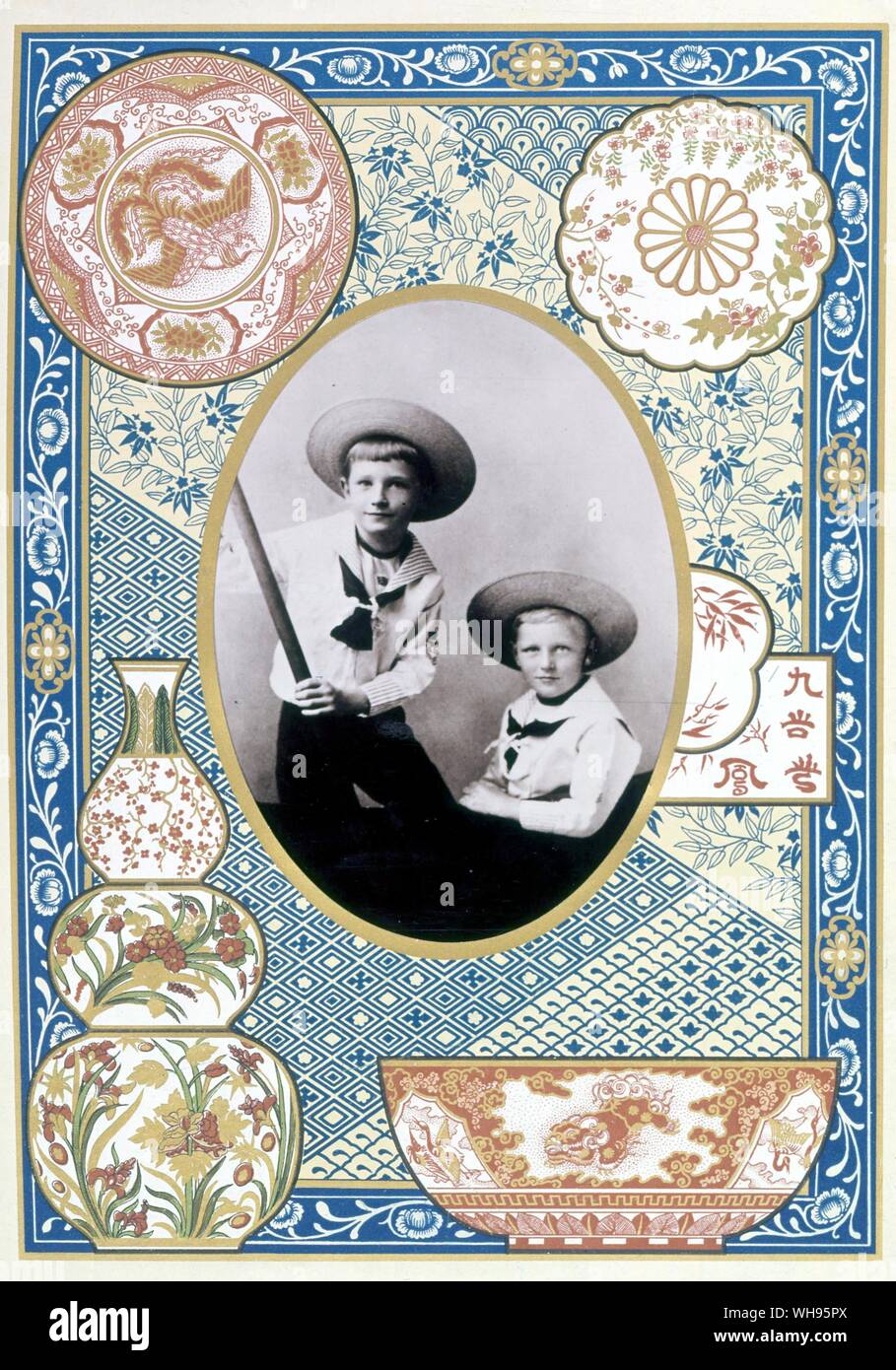 Art subjects: Ephemera/ two young boys/early 20th century? Stock Photo