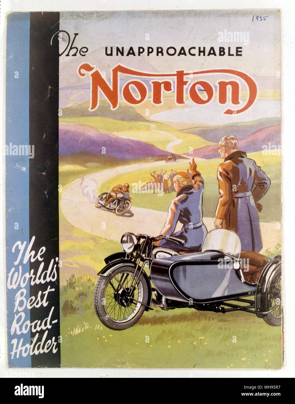 Norton motorcycle advertisement, 1934.. Stock Photo