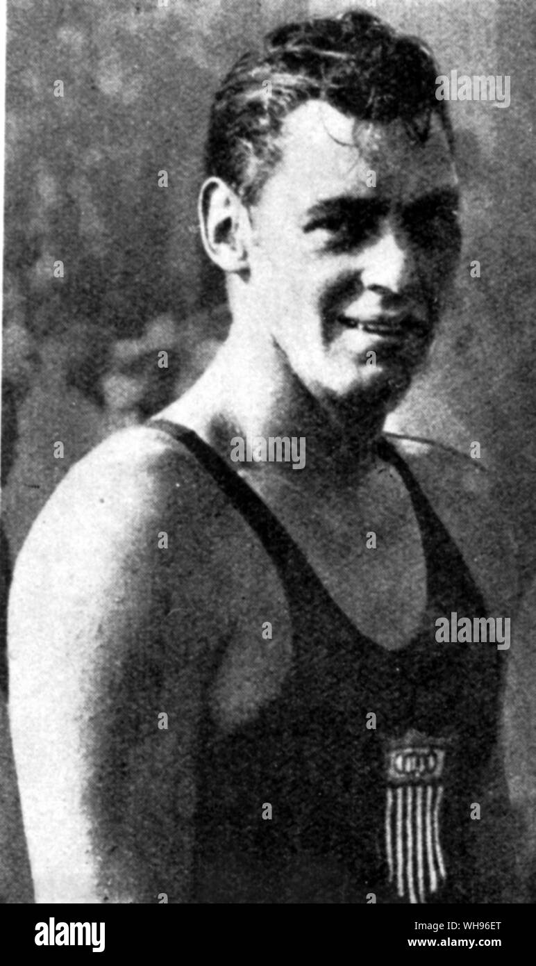 Johnny Weissmuller  (USA) Gold  110 metre freestyle Olympic Games Amsterdam 1928 Stock Photo