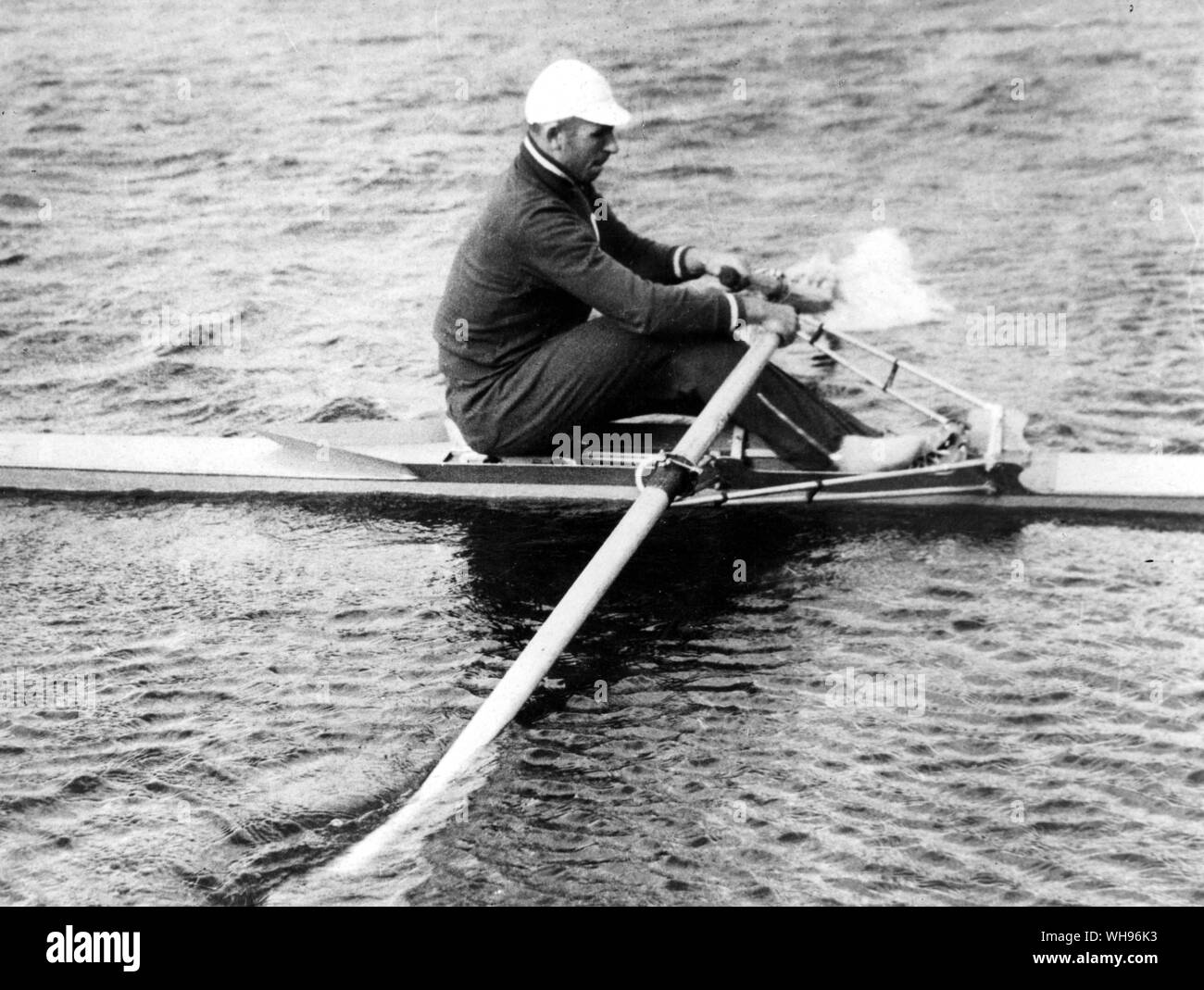 Aus., Melbourne, Olympics, 1956: Vyacheslav Ivanov won the gold medal in the single skull's rowing. Stock Photo