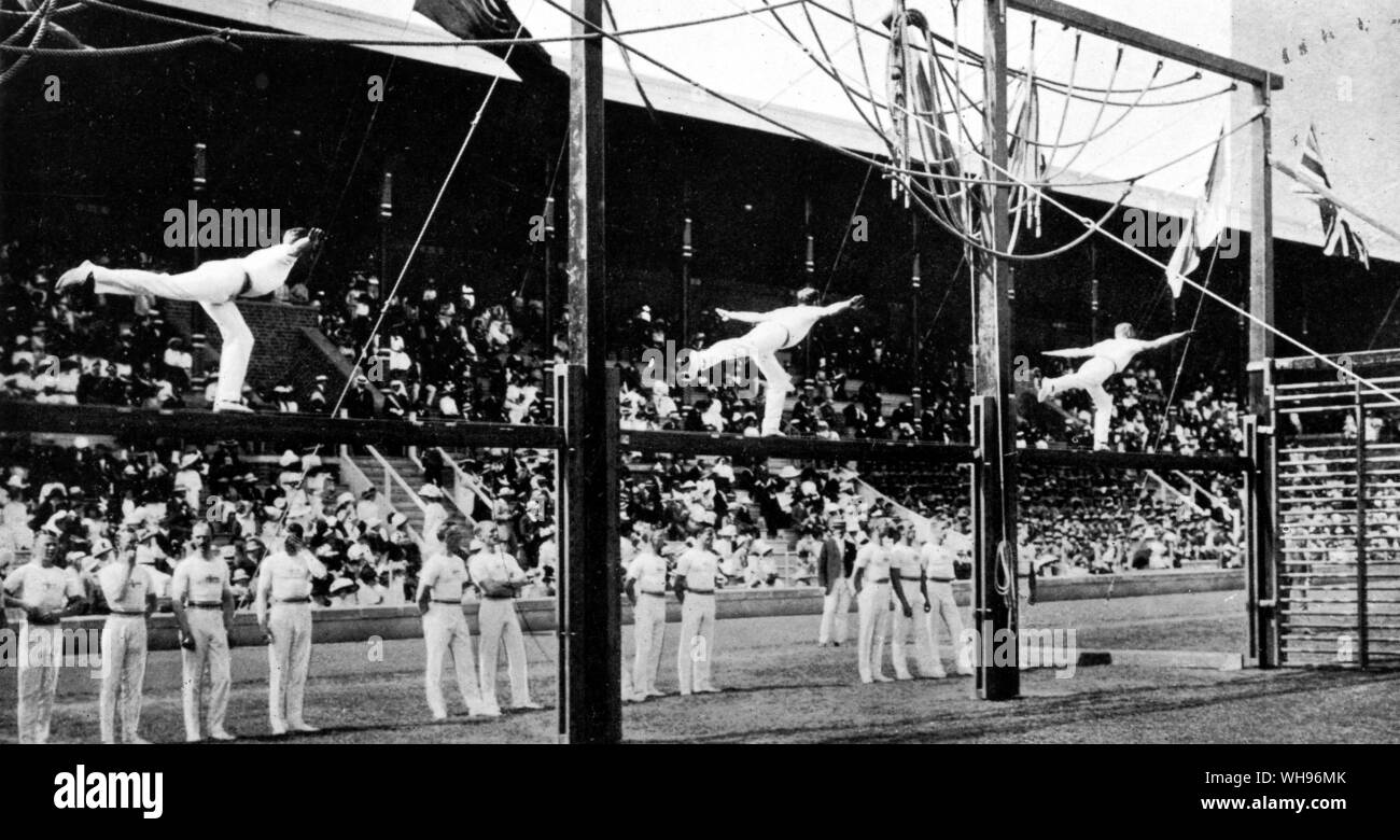 Swedish Gymnasts in team competition the Olympic Games Stockholm 1912 Stock Photo