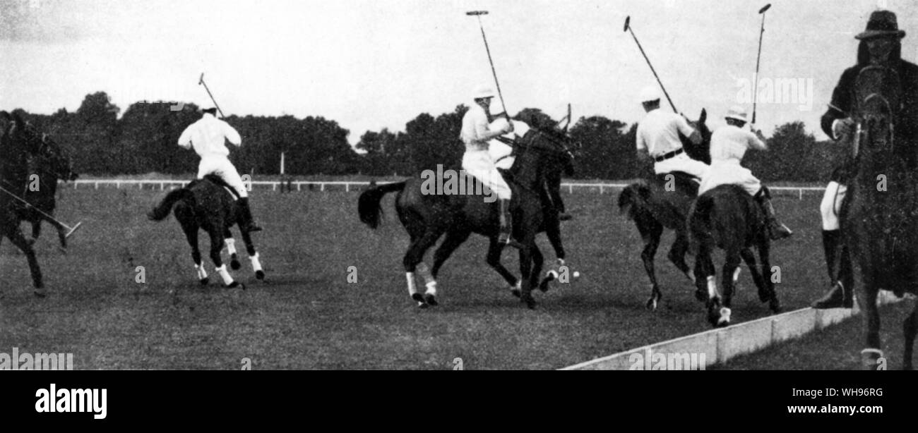 France, Paris Olympics, 1924: Polo match between Great Britain and the USA. Stock Photo