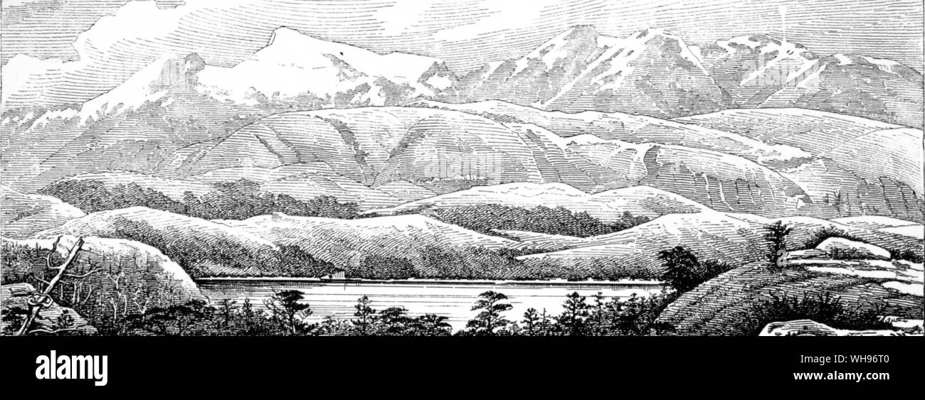 View near Gray Harbour. J J Wild's drawing, before his escapade with the fire.. Stock Photo