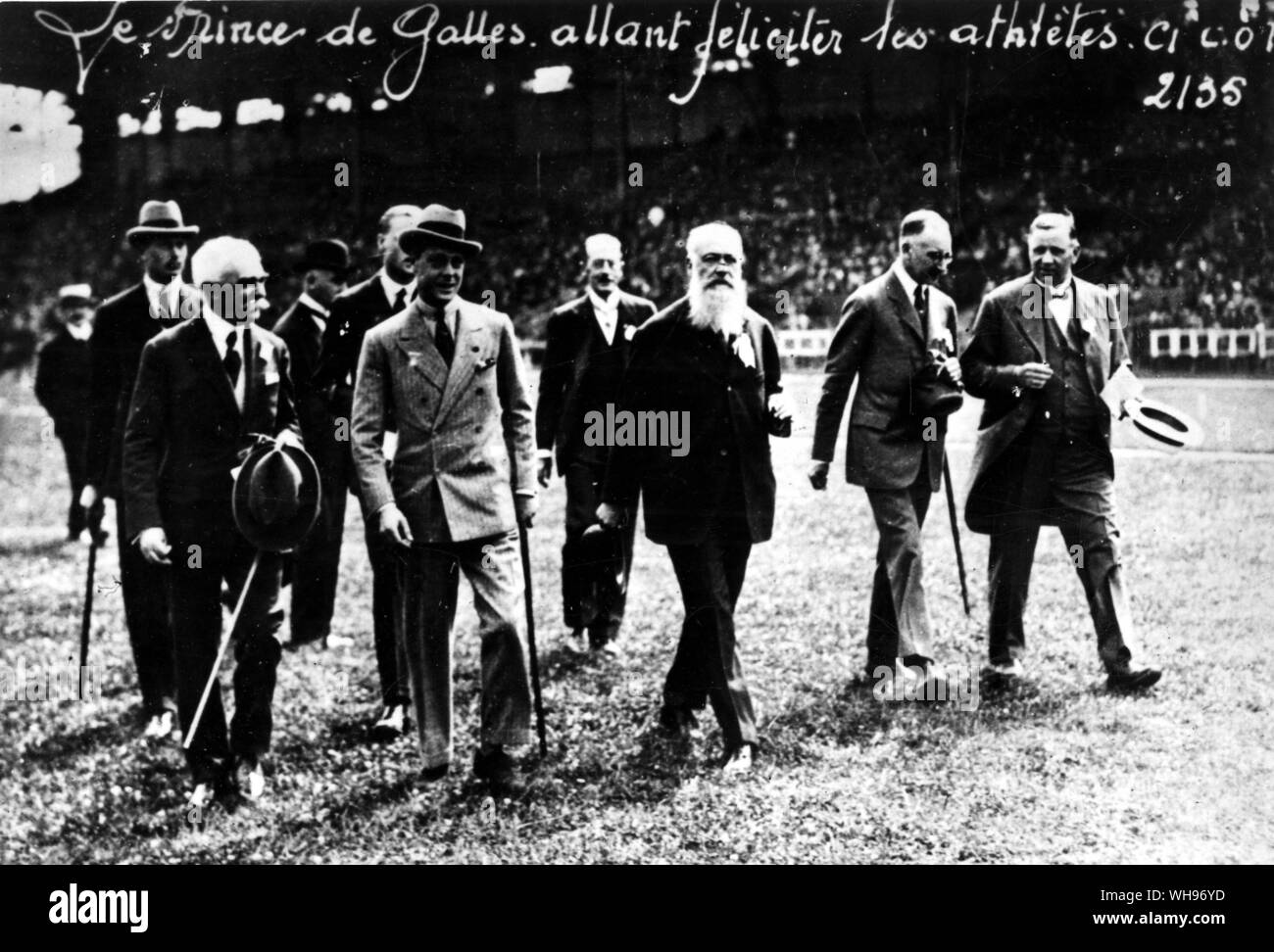 France, Paris Olympics, 1924: De Coubertin, Prince of de Galles. Stock Photo