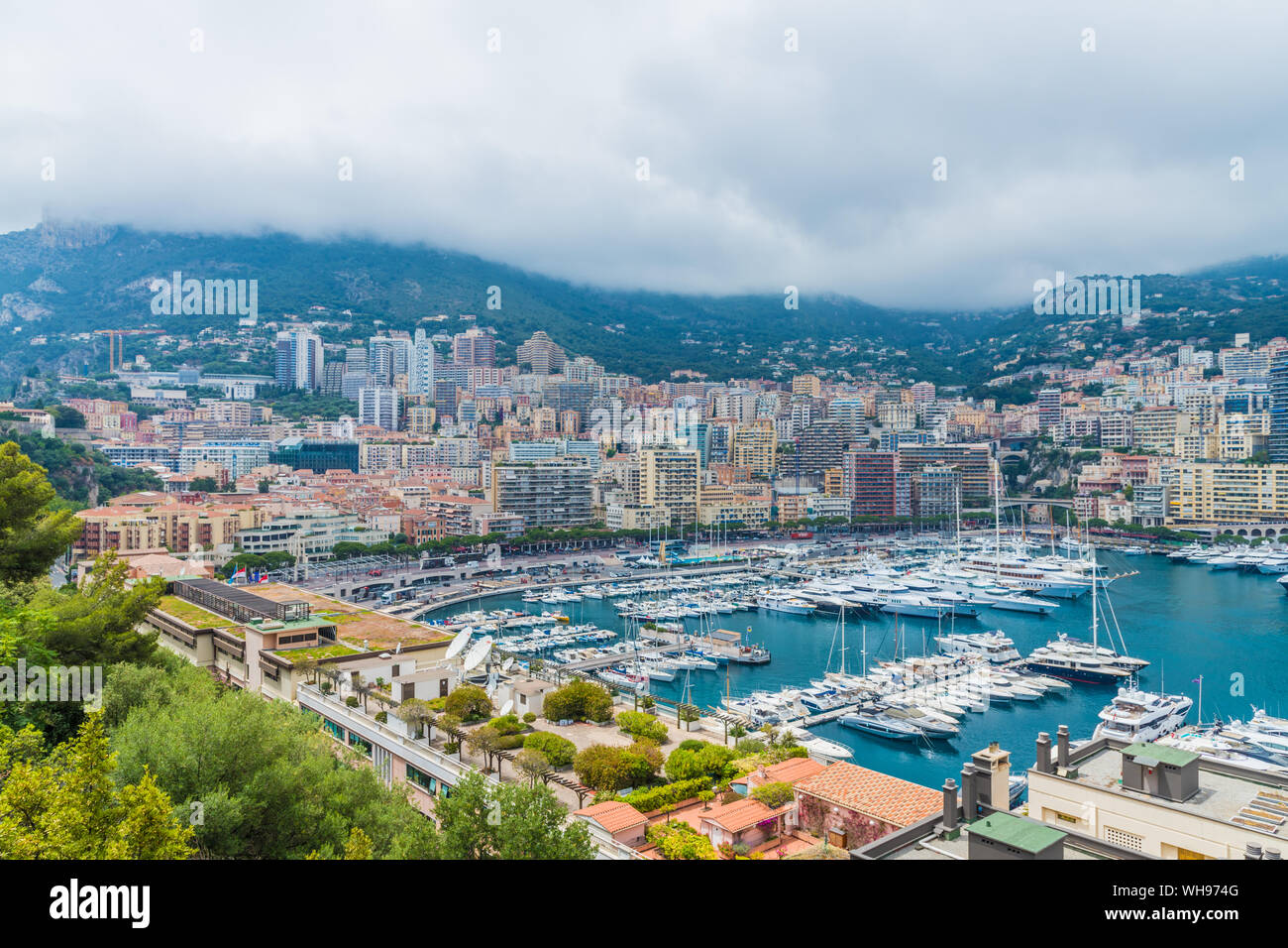 A view over the Monte Carlo port, Port Hercule in Monte Carlo, Monaco ...