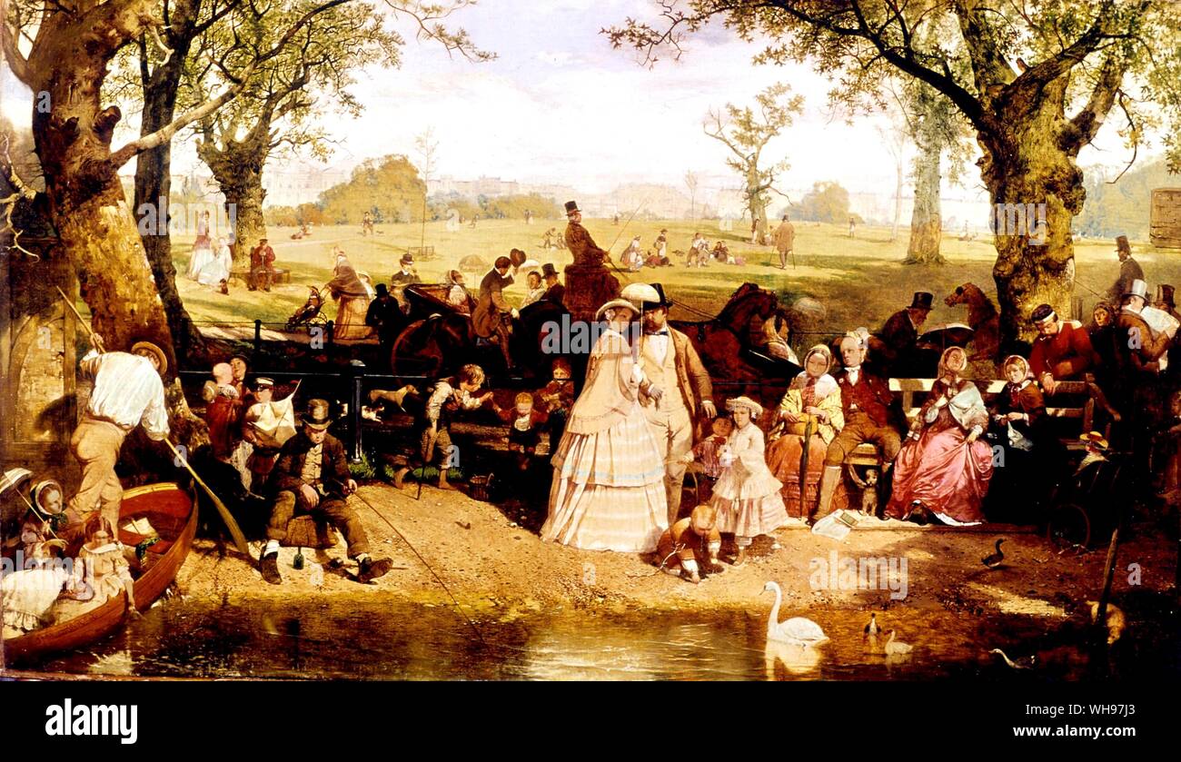 A Summer's Day in Hyde Park by J Ritchie 1858 Stock Photo