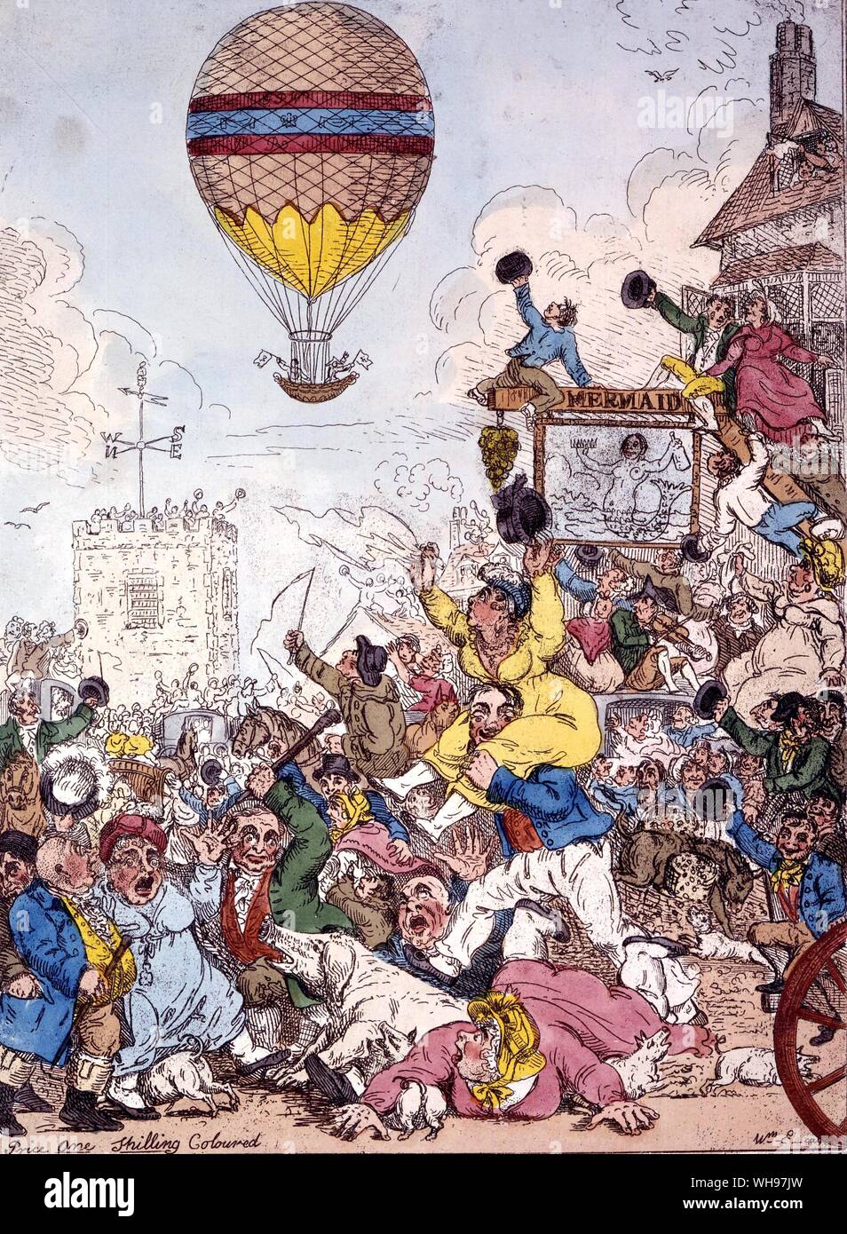 Prime bang up at Hackney or a peep at the Ballon 12 August 1811.. Stock Photo