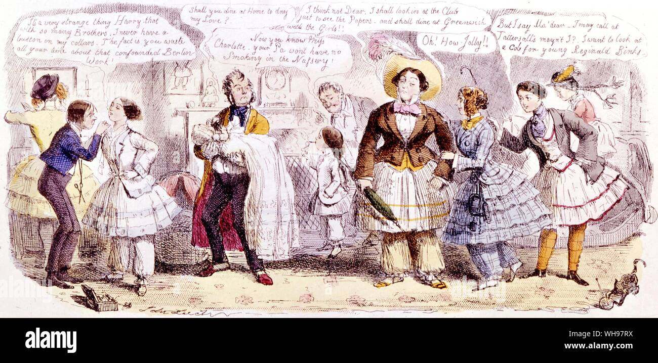 Progress of Bloomerism or a Complete Change John Leach 1852 Stock Photo