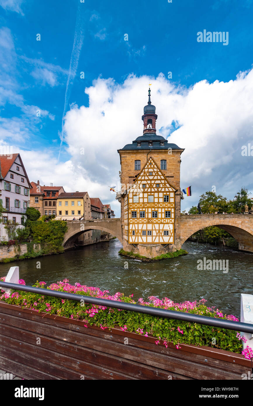 Altes Rathaus (old townhall) at the historic center of Bamberg, UNESCO World Heritage Site, Bavaria, Germany, Europe Stock Photo
