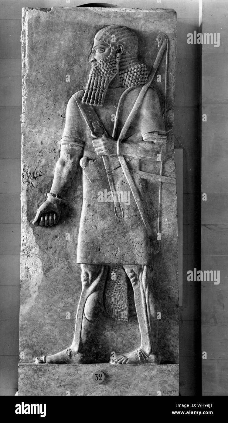 Ancient warfare/ Warrior of Sargon II of Assyria. 722-705 B.C. Stock Photo