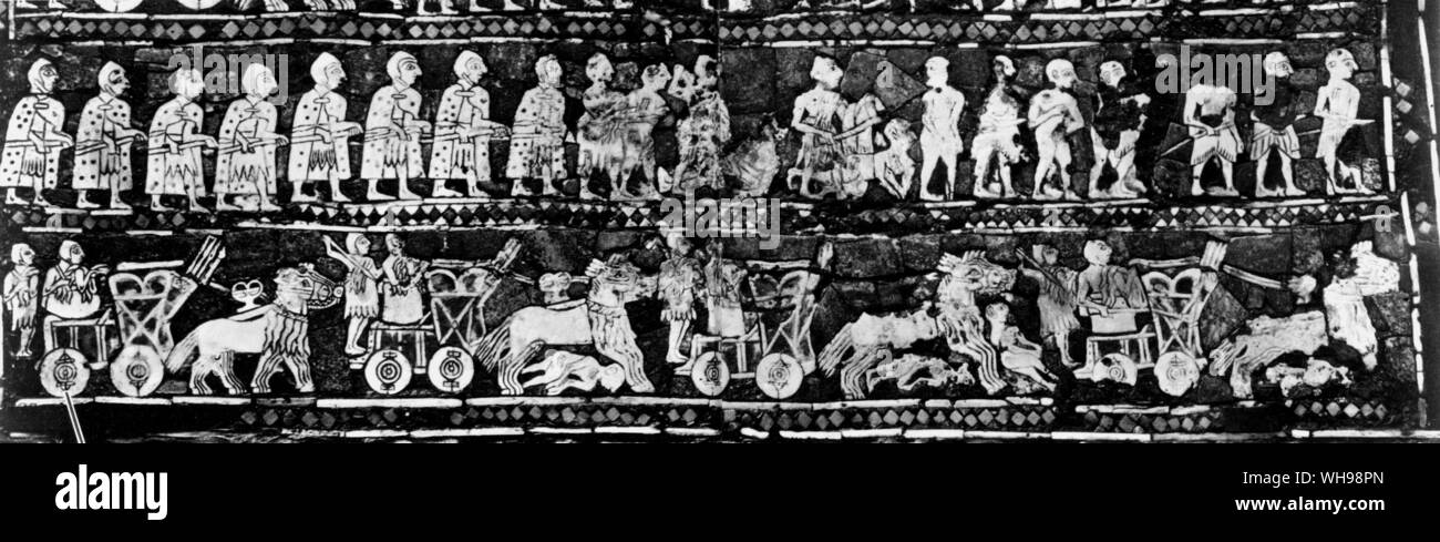 Ancient warfare: Mesopotamia, the Royal Standard of Ur. Stock Photo