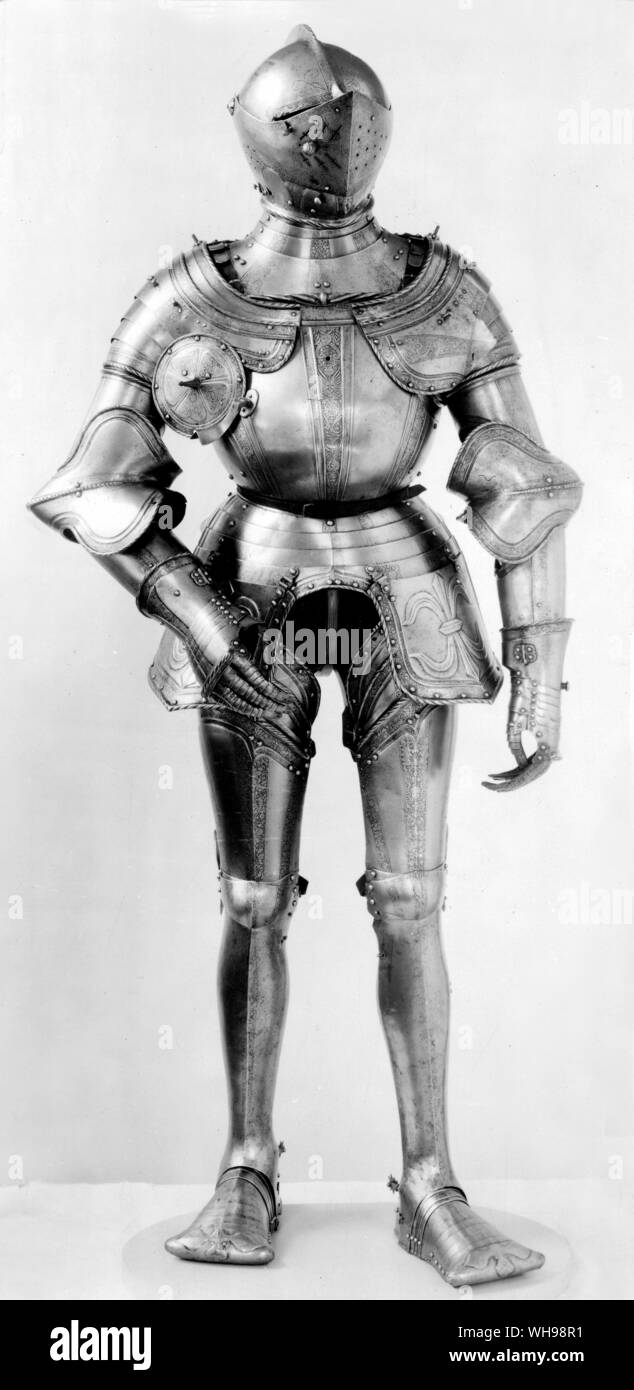 Warfare/ Composite suit of armour, German origin/ Brunswick style, 1540. Stock Photo