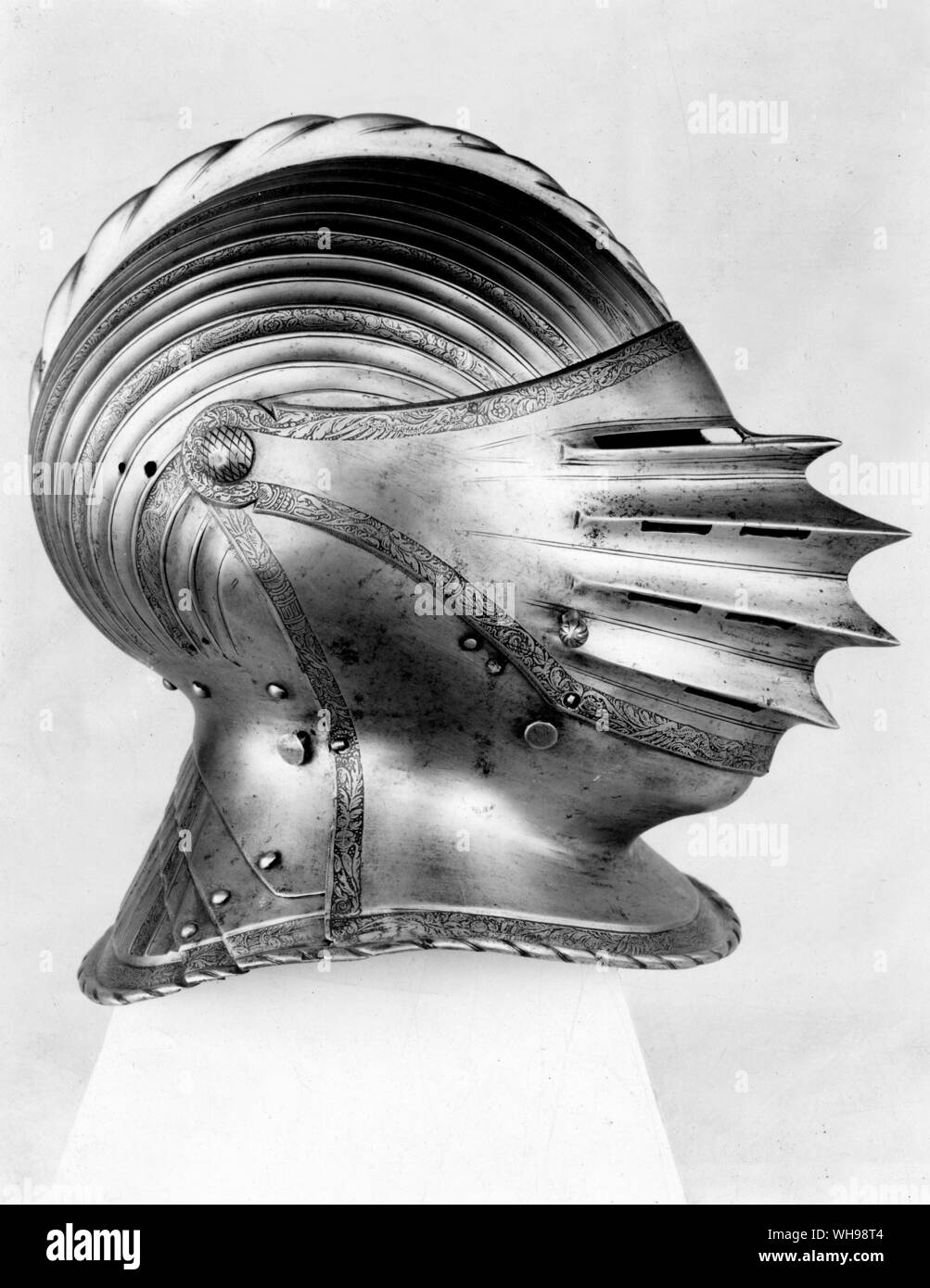 European warfare/The high middle ages: A German helmet, c.1520. Stock Photo