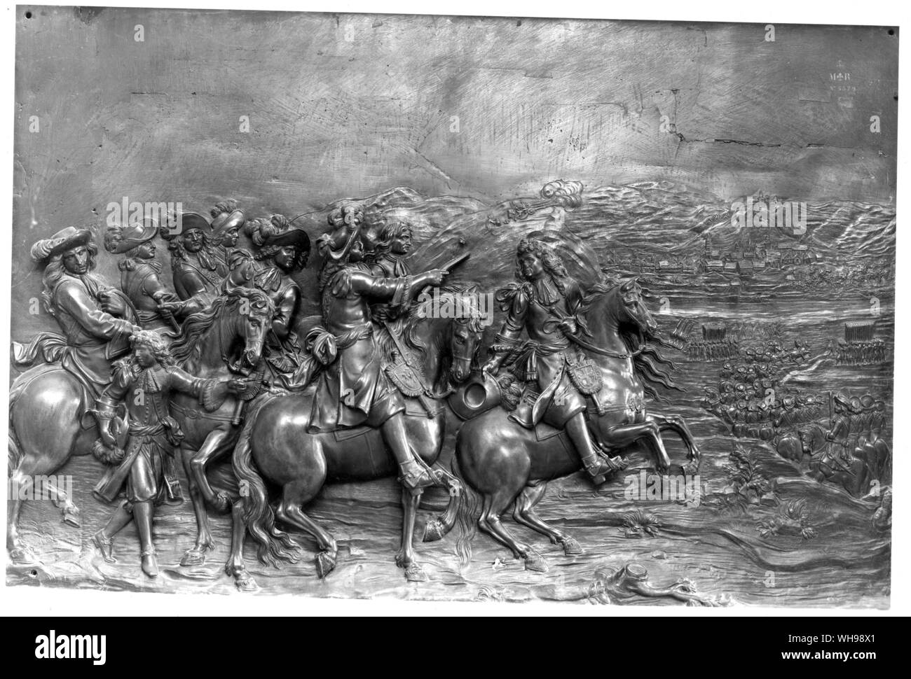 Warfare/ Relief from the pedestal of the gilded bronze statue of Louis XIV.17th century Stock Photo