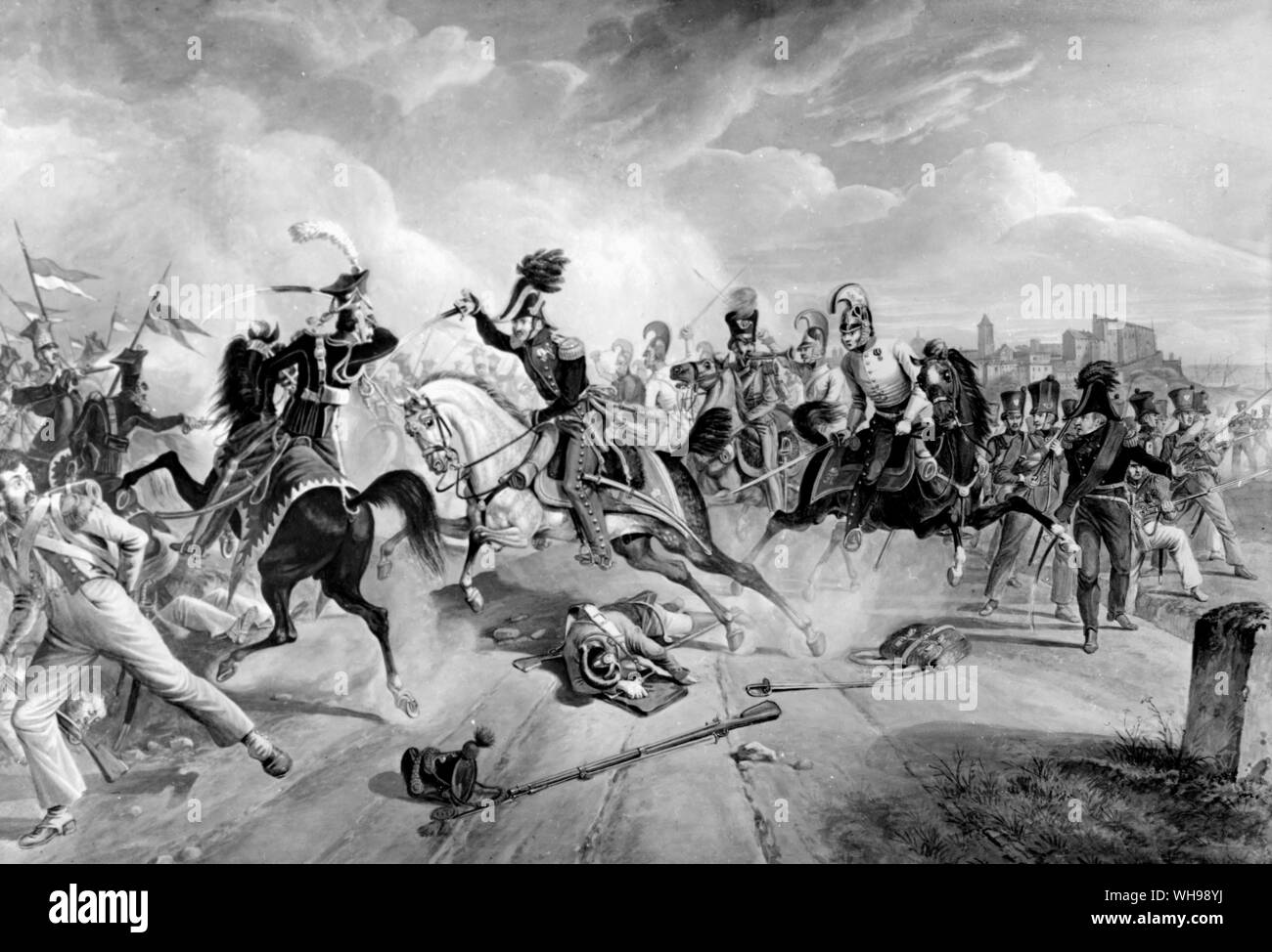 Warfare/ The Battle of Waterloo, 1815. Cavalry engagement.. Stock Photo