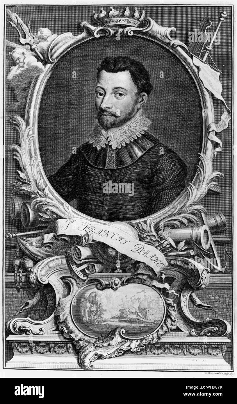 European warfare/Generalship: Sir Francis Drake (1540-1596), famous for his victory over the Spanish Armada.. Stock Photo