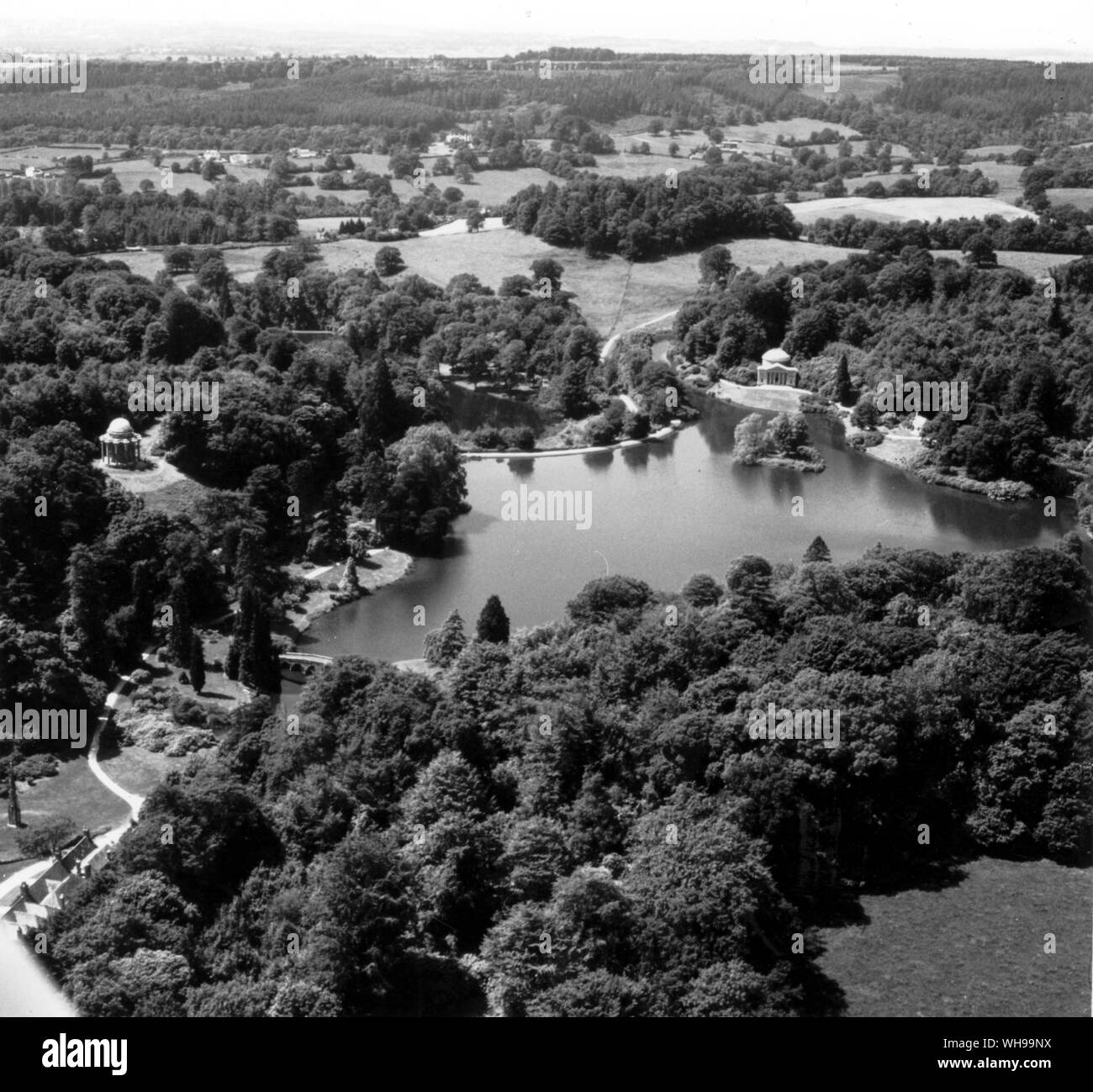 Stourhead from the air. A great 18th century landscape park Stock Photo