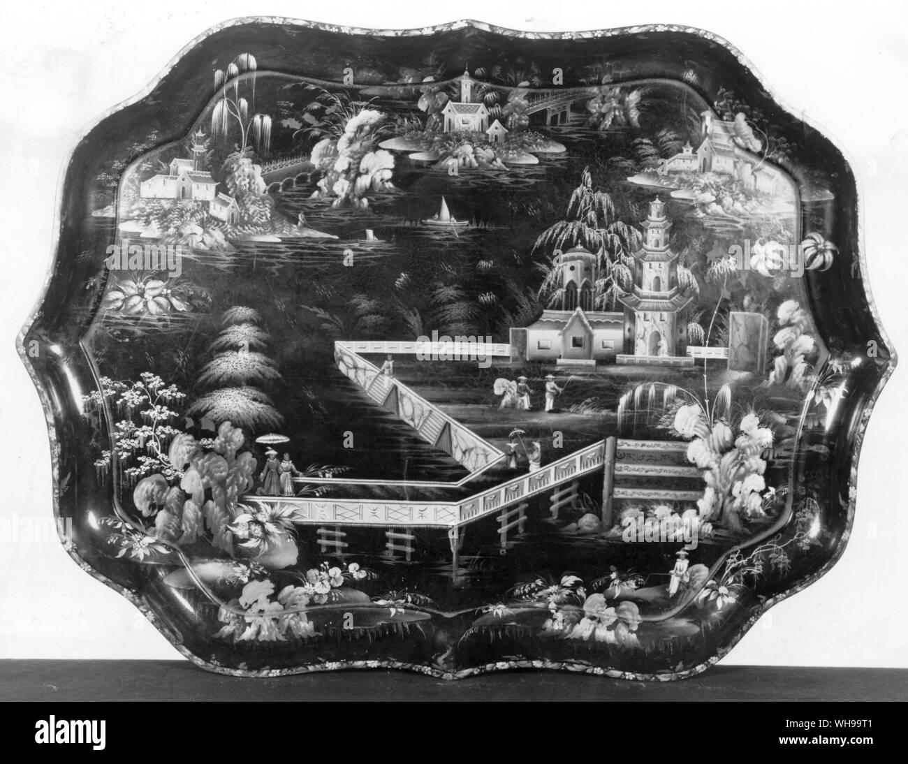 Japanned papier mache tray made by Henry Clay c.1810 Stock Photo