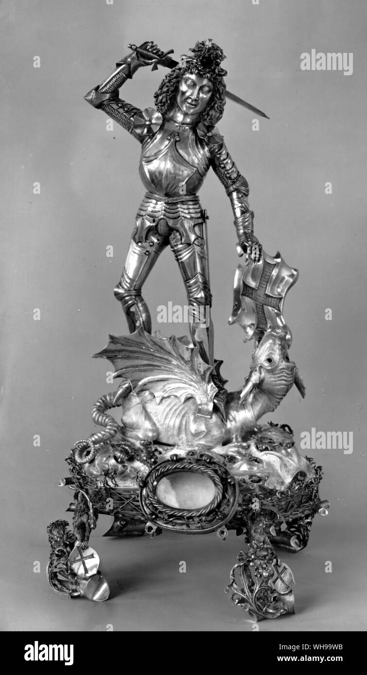 Reliquary of St George: silver, partially gilt, and precious stones, by Bernt Notke c.1490.  A typically extravagant creation for a Holy Relic Stock Photo
