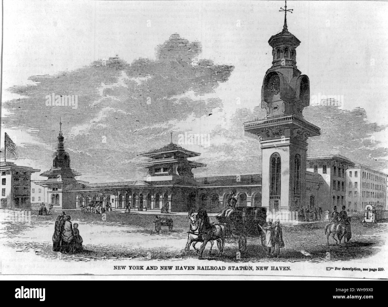 The New York and New Haven Railroad station at New Haven - a rare example of public works chinoiserie Stock Photo
