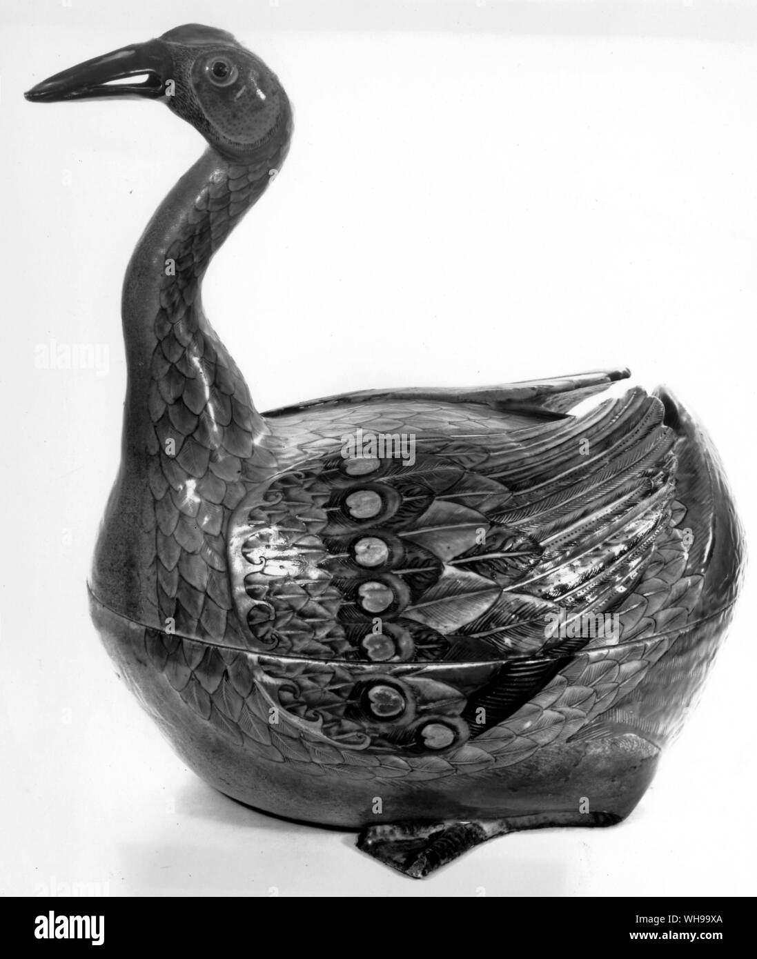 Tureen in the shape of a goose, Chinese, 18th century. Probably copied