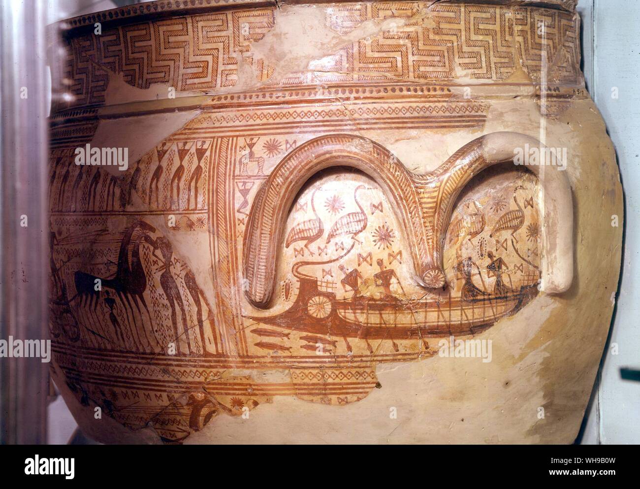 Greek Vase showing boat Stock Photo