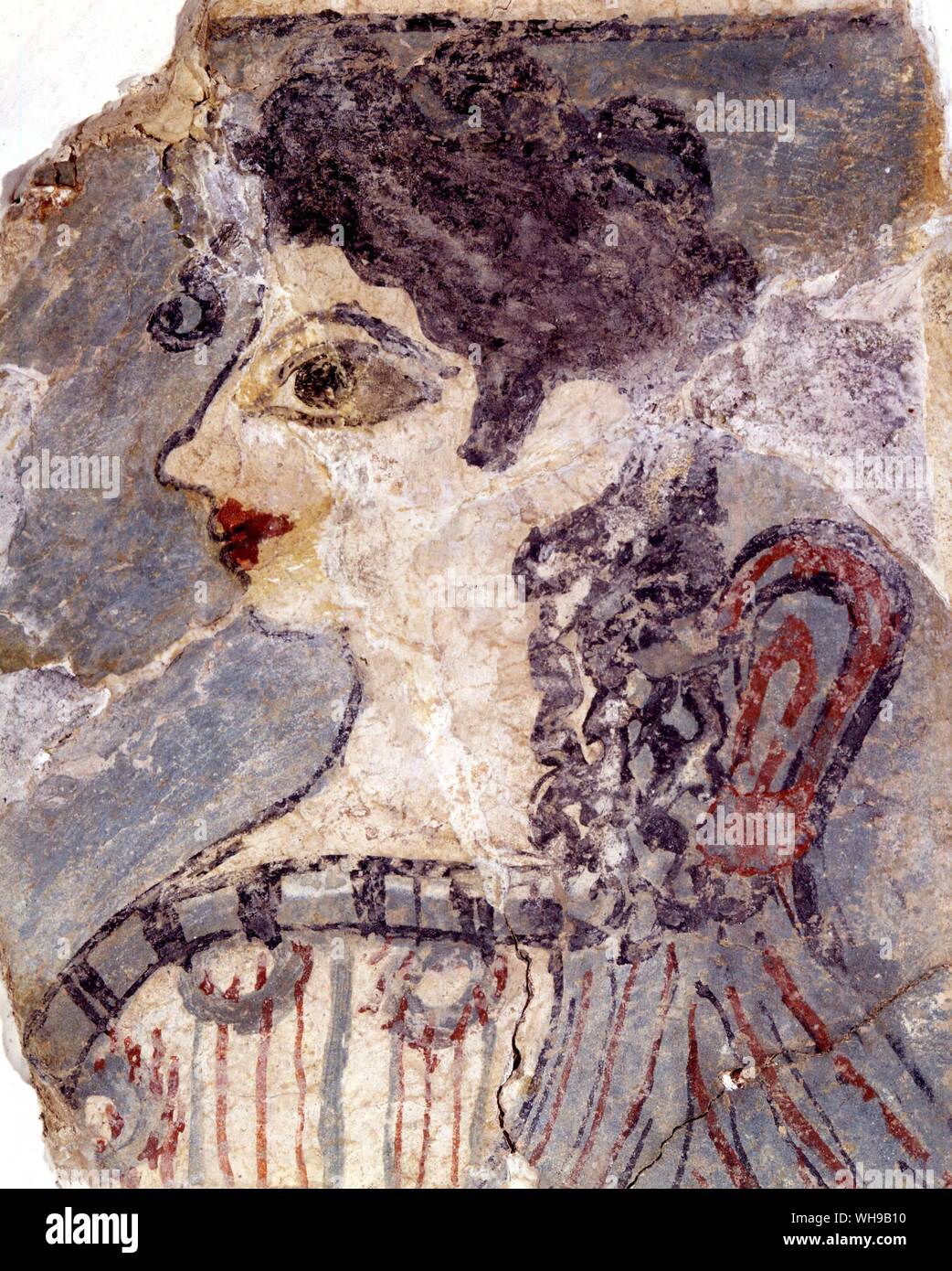 Greek frescoes and painting La Parisienne from Knossos 1600 Stock Photo