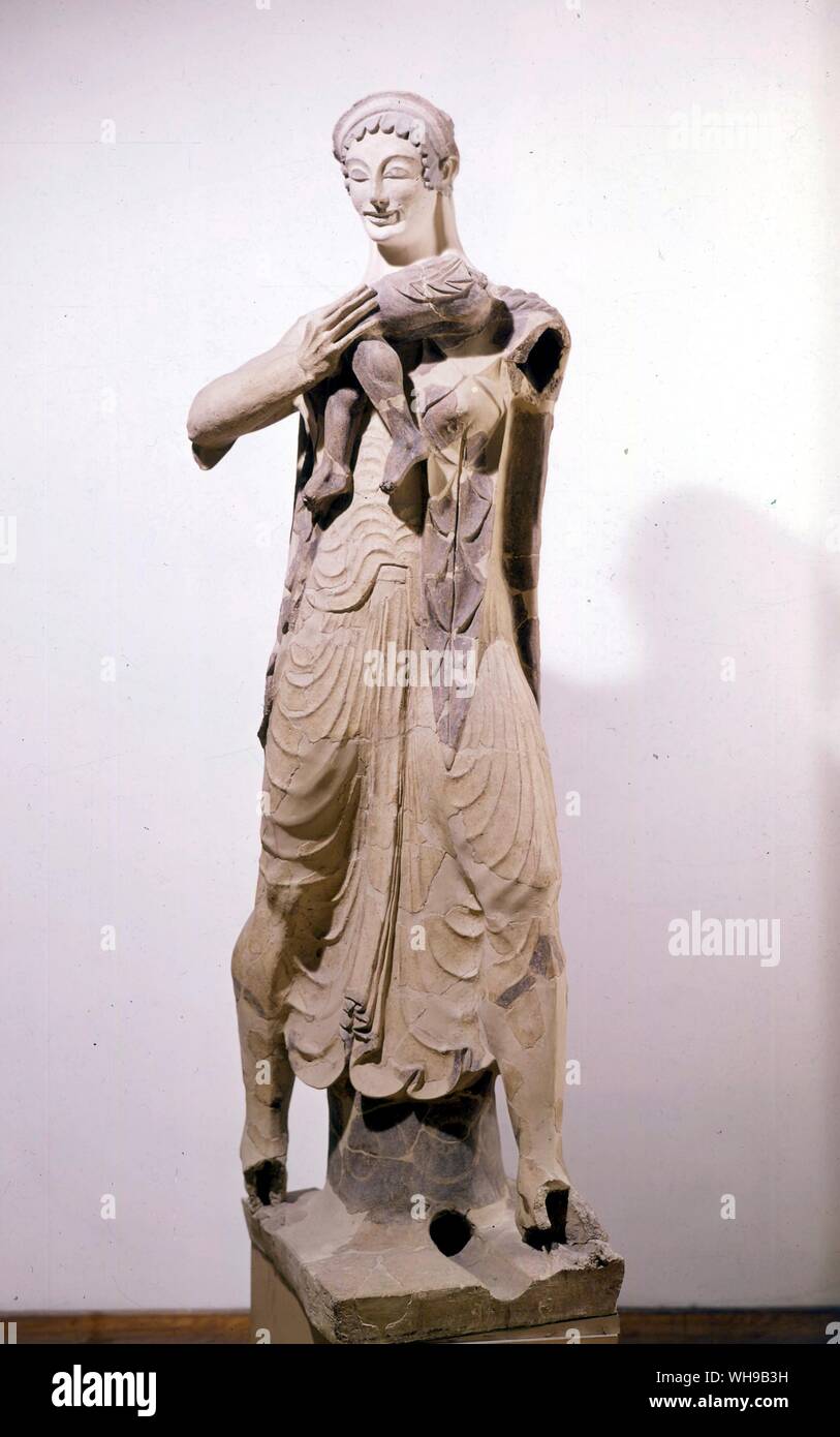 Roman Goddess and Child 500 BC Stock Photo