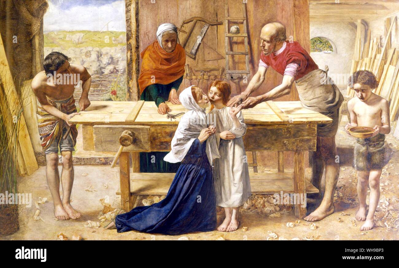 Christ in the Home of his parents 1850 Stock Photo