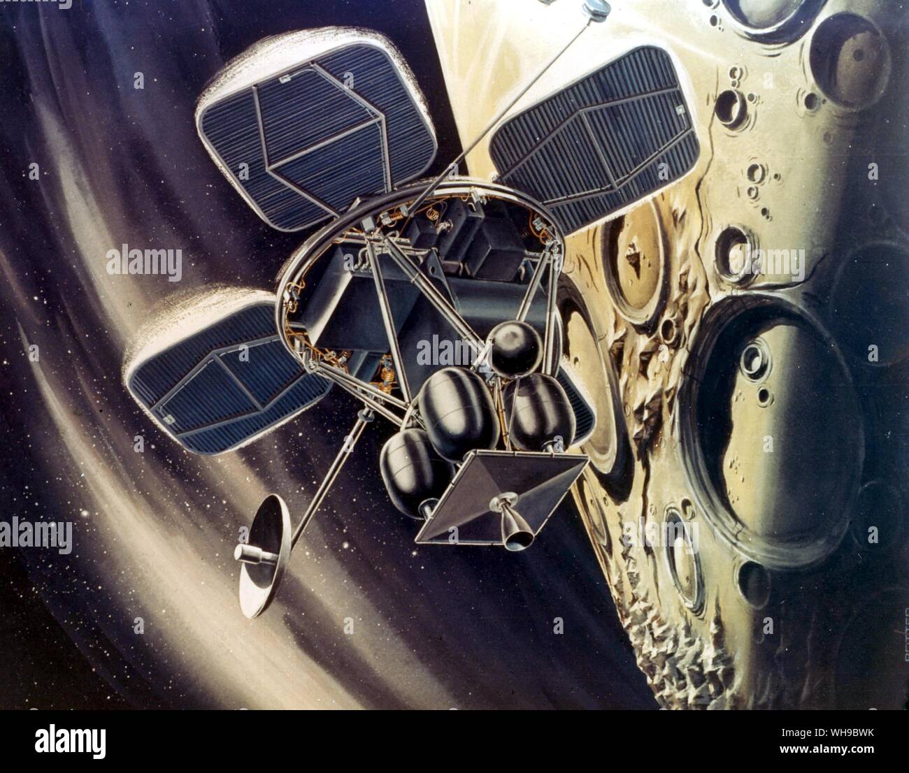 Space artists impression. Lunar orbitor. Stock Photo