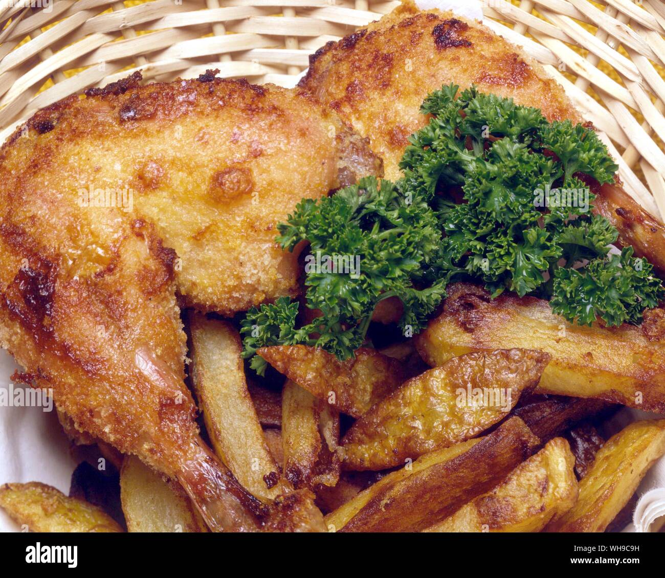 Chicken and Chips Stock Photo
