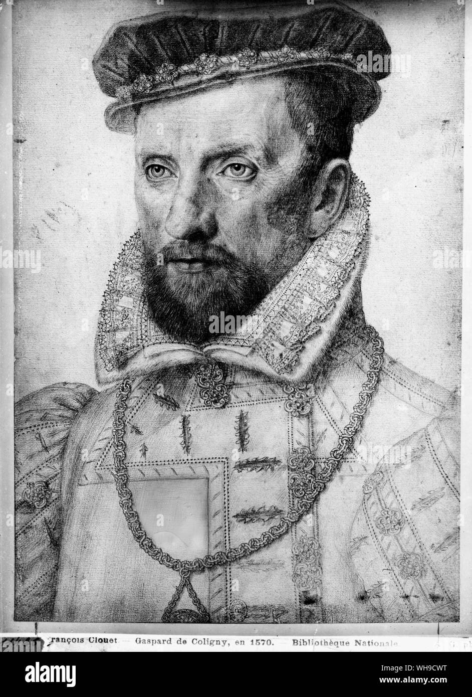 Gaspard de Coligny (c.1519-1572). French admiral and soldier and prominent Huguenot. By French artist, Francoise Clouet. Stock Photo