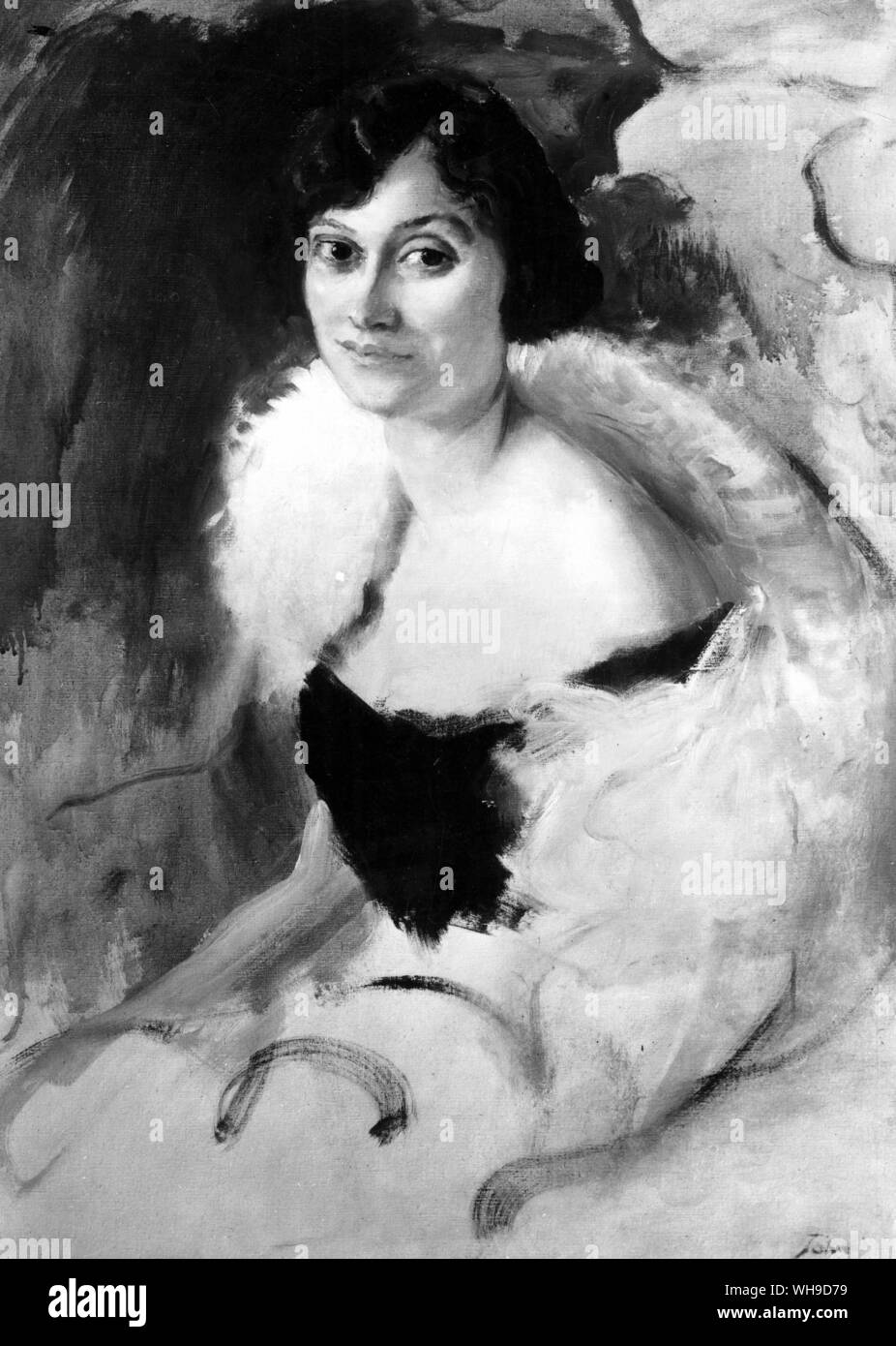 Princess Antoine Bibesco, 1924. 'The White Feather Boa' by Augustus John. Stock Photo
