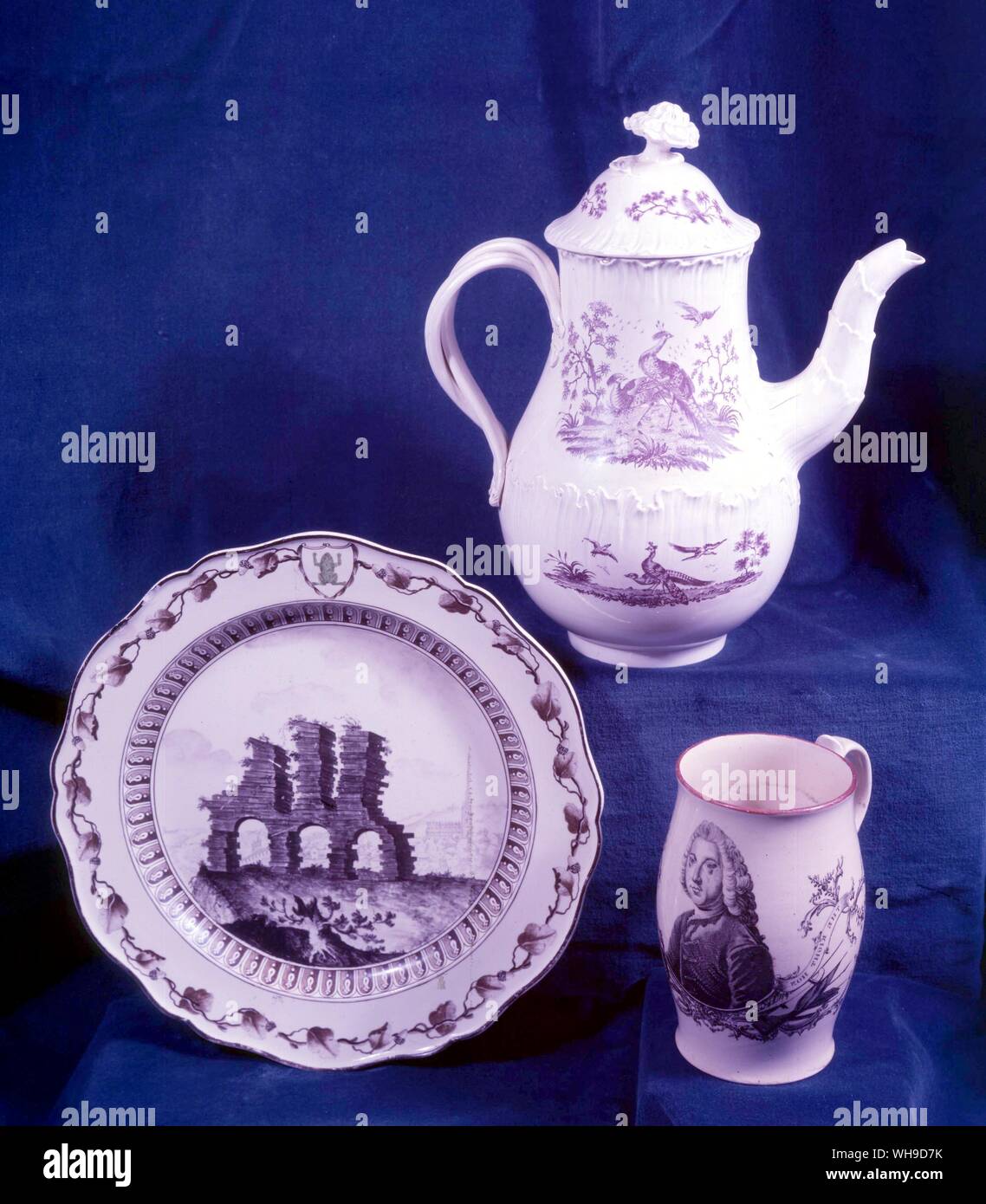 Staffordshire coffee pot mug and plate Stock Photo