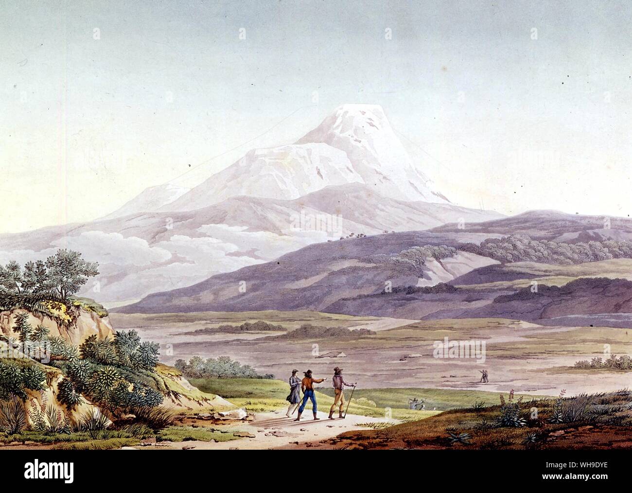 View of Cayambe, Mexico. One of several pictures Humboldt commissioned from his brother's friends in Rome in the summer of 1805, to illustrate his Vues des Cordilleres Stock Photo