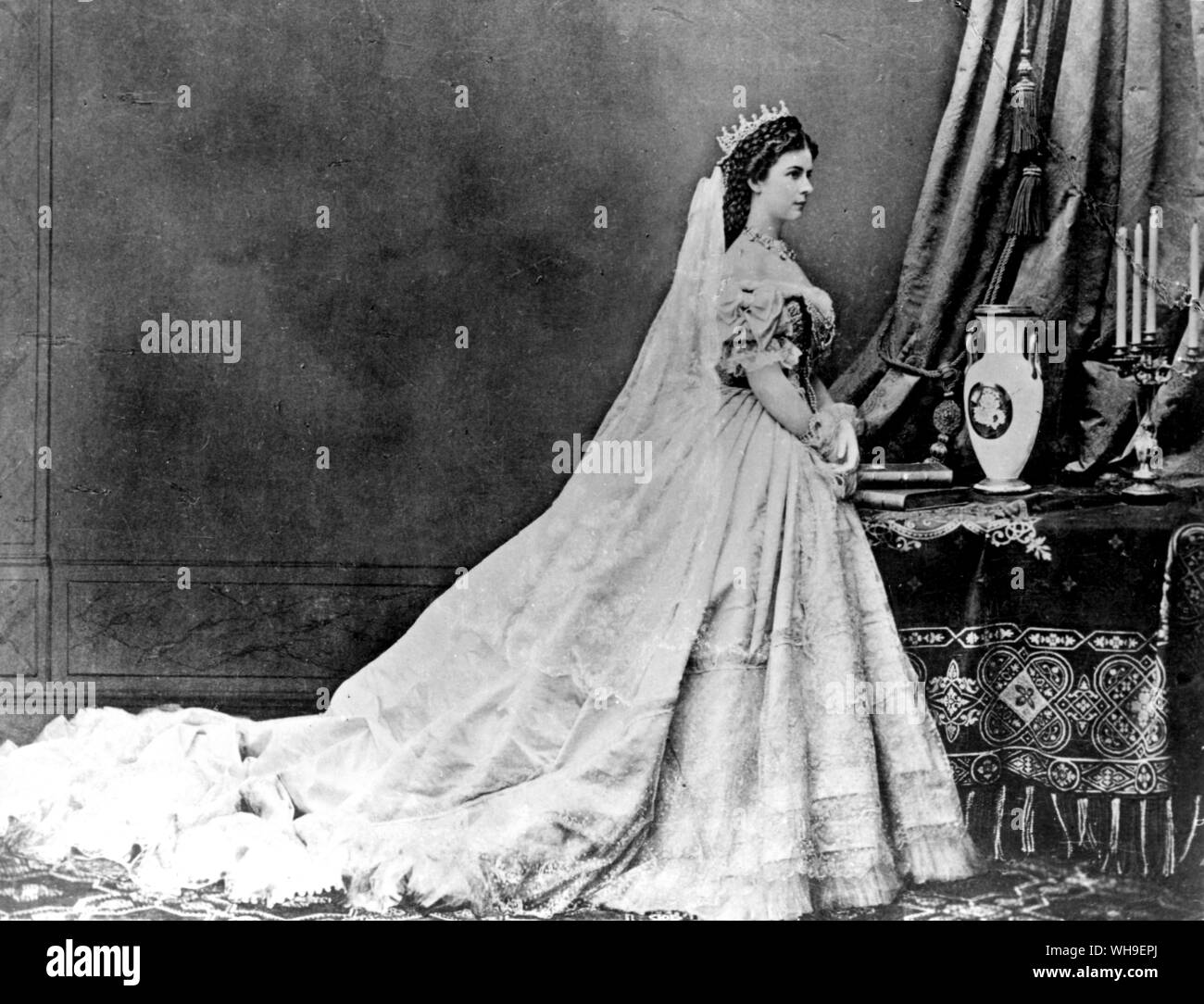 Elizabeth of Austria. Photograph taken at Coronation as Queen of Hungary, aged 29 years old. Late 19th century. Stock Photo