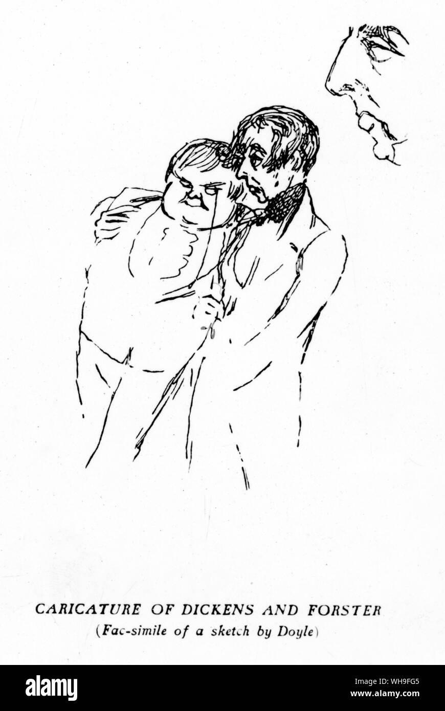 Charles Dickens (1812-1870) with Forster in this caricature. Stock Photo