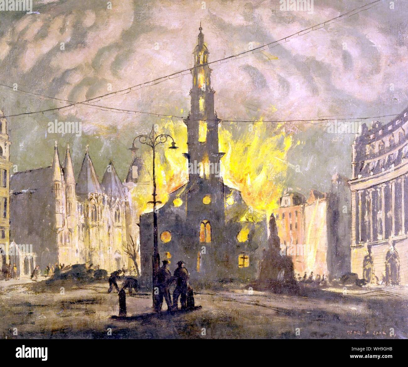 The burning of St Clements 1941 Stock Photo