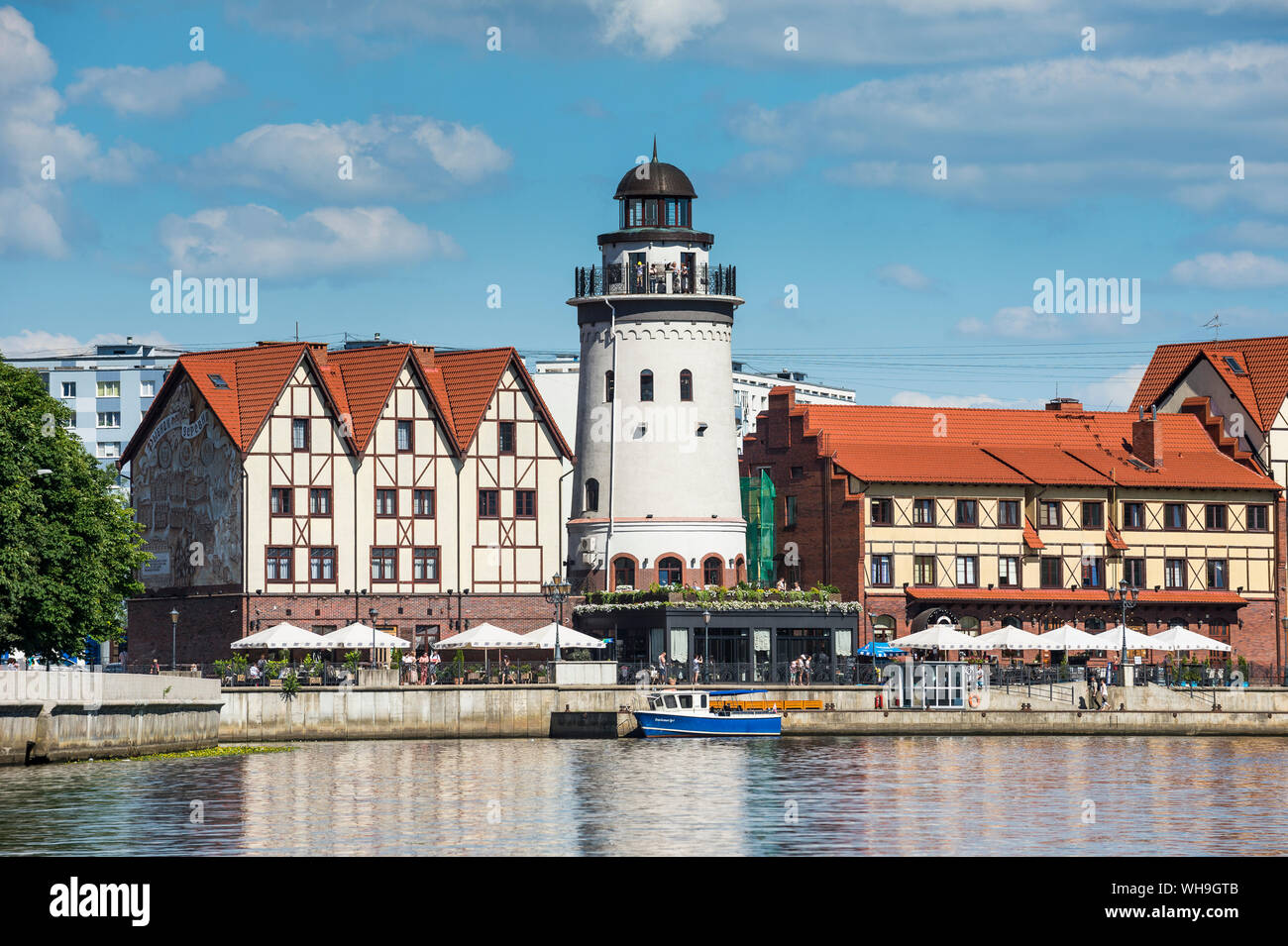 Fishing Village along the Pregel River, Kaliningrad, Russia, Europe Stock Photo