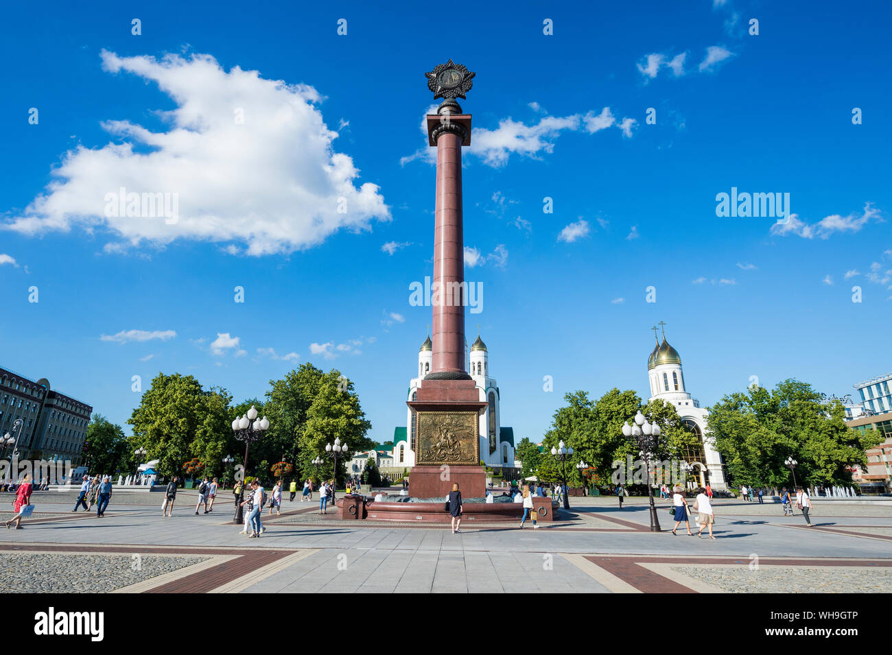 Triumphal column, Pobedy Square, Kaliningrad, Russia, Europe Stock Photo
