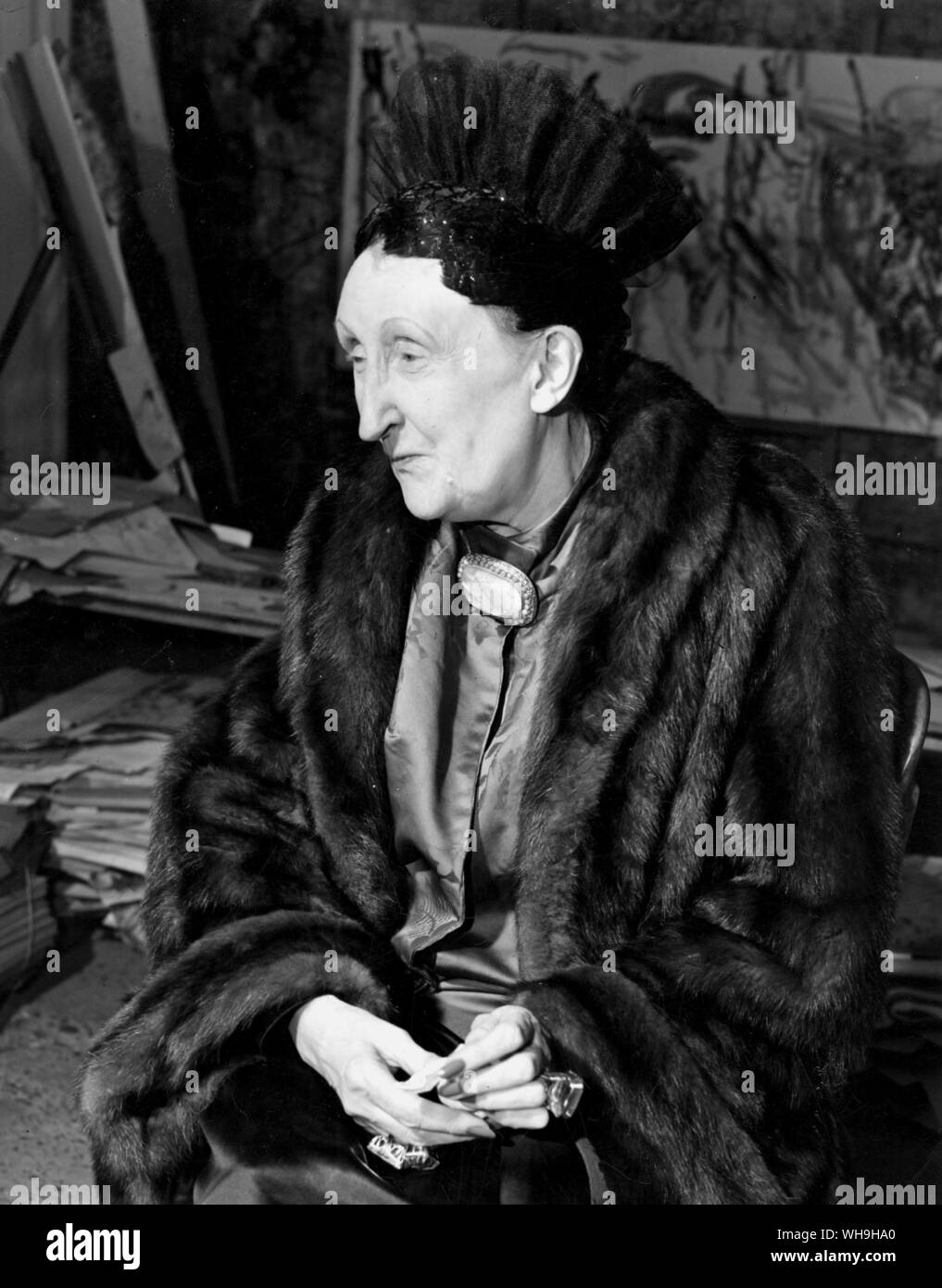 April 1959: Dame Edith Sitwell (1887-1965). English poet. Stock Photo